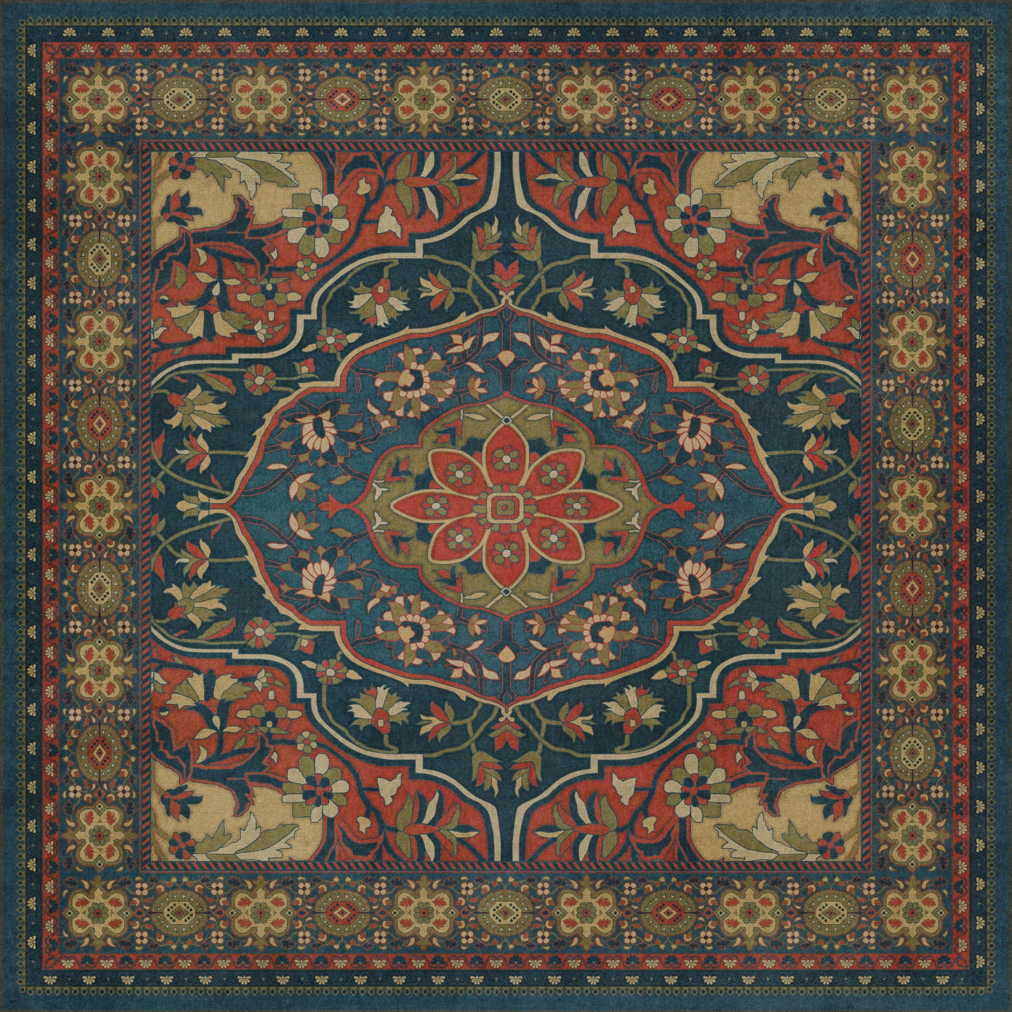 Persian Bazaar - Farahan - Delara 60x60 Vintage Vinyl Floorcloth
