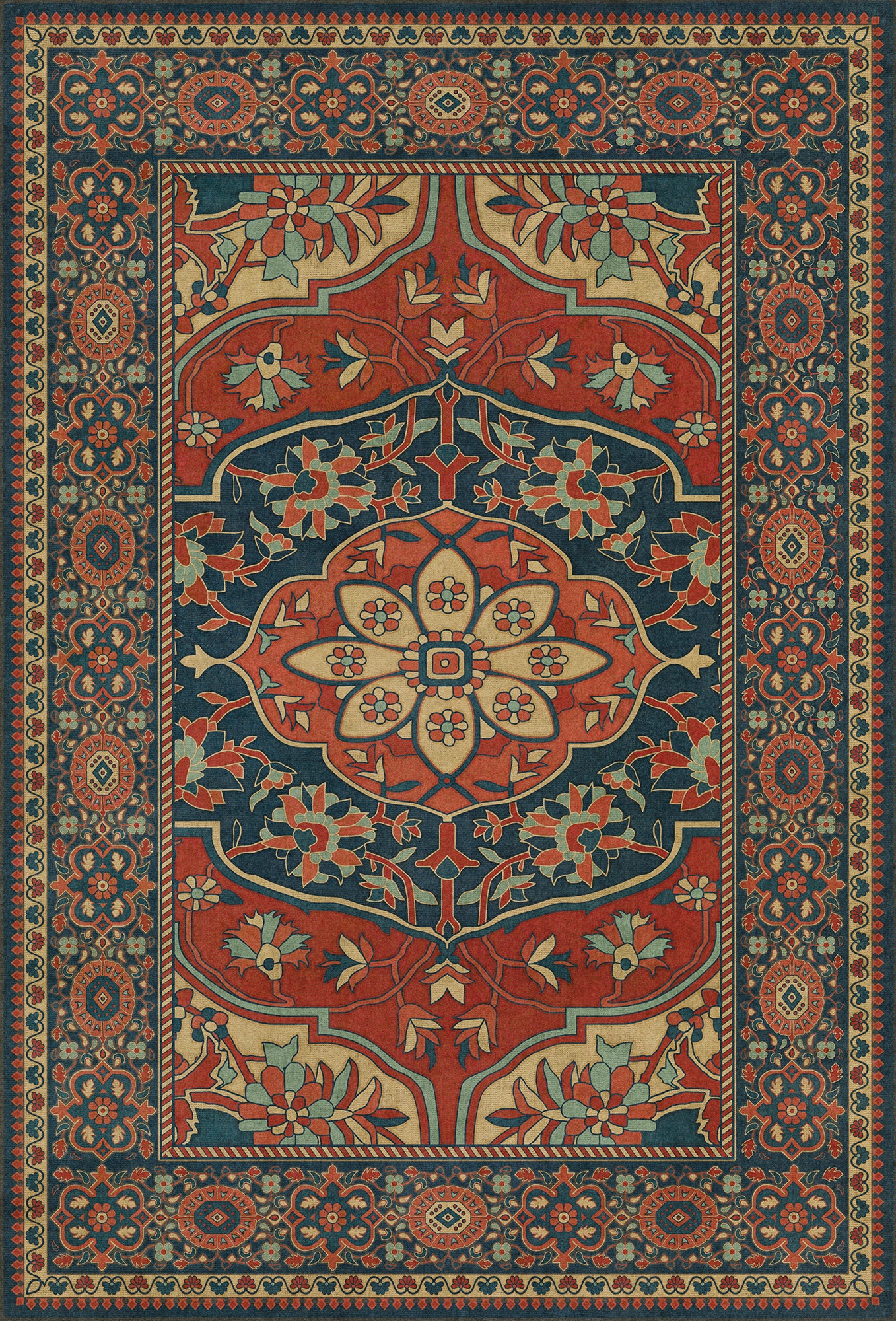 Persian Bazaar - Farahan - Farid 38x56 Vintage Vinyl Floorcloth