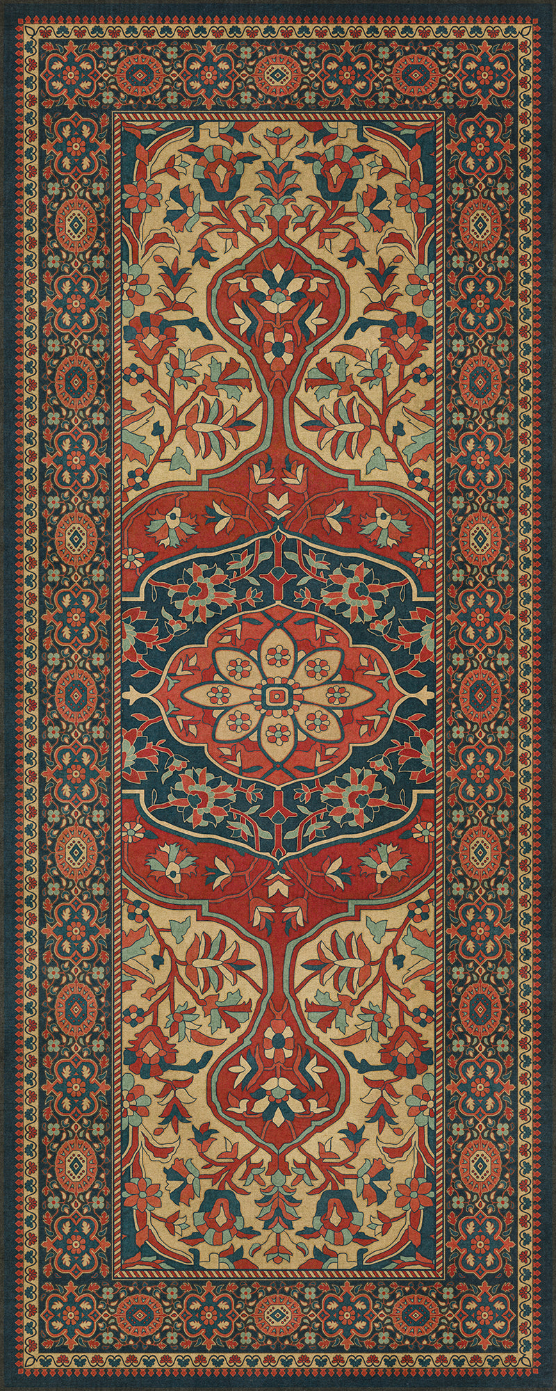 Persian Bazaar - Farahan - Farid 36x90 Vintage Vinyl Floorcloth