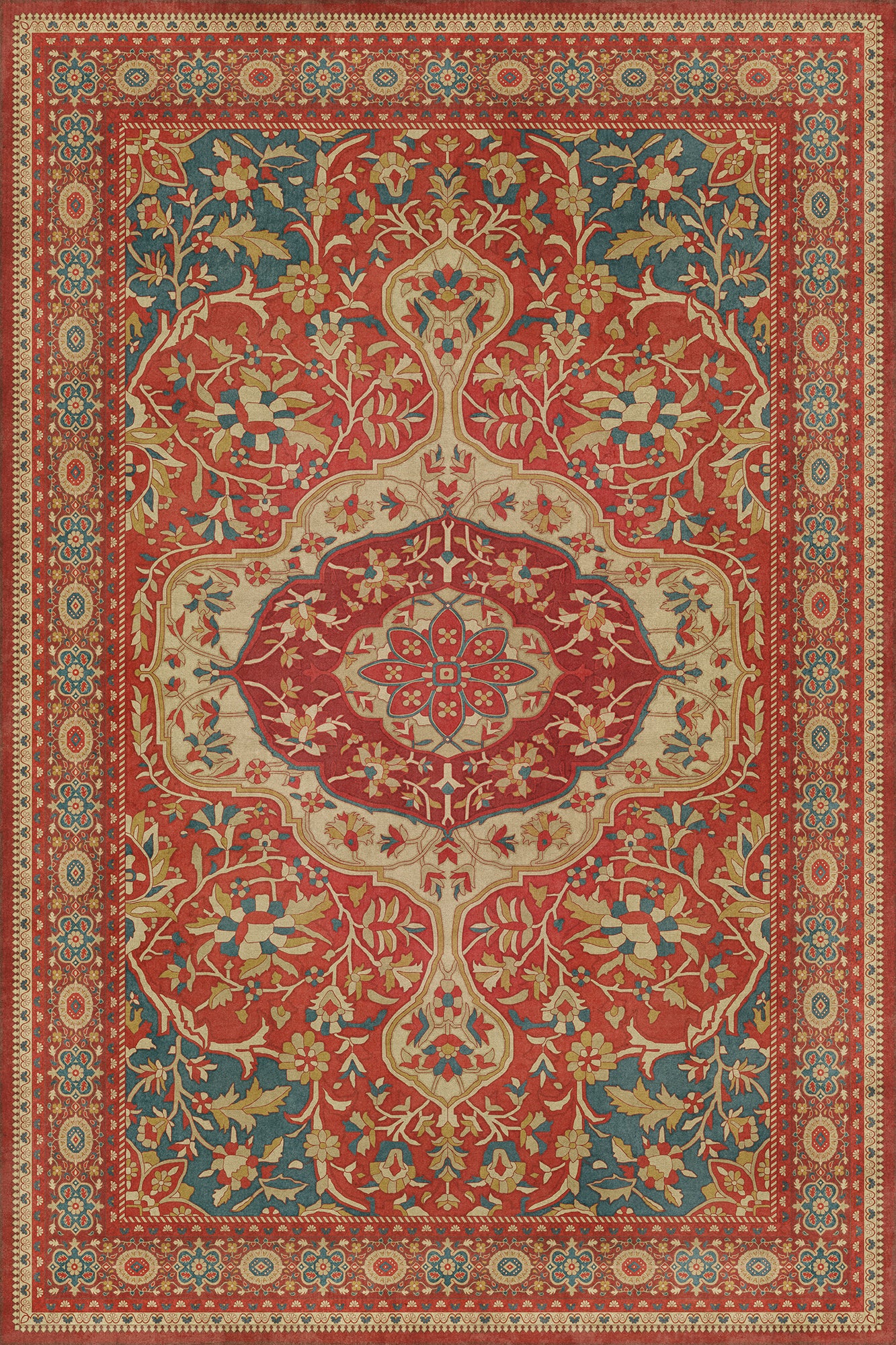 Persian Bazaar - Farahan - Firdaus 72x108 Vintage Vinyl Floorcloth