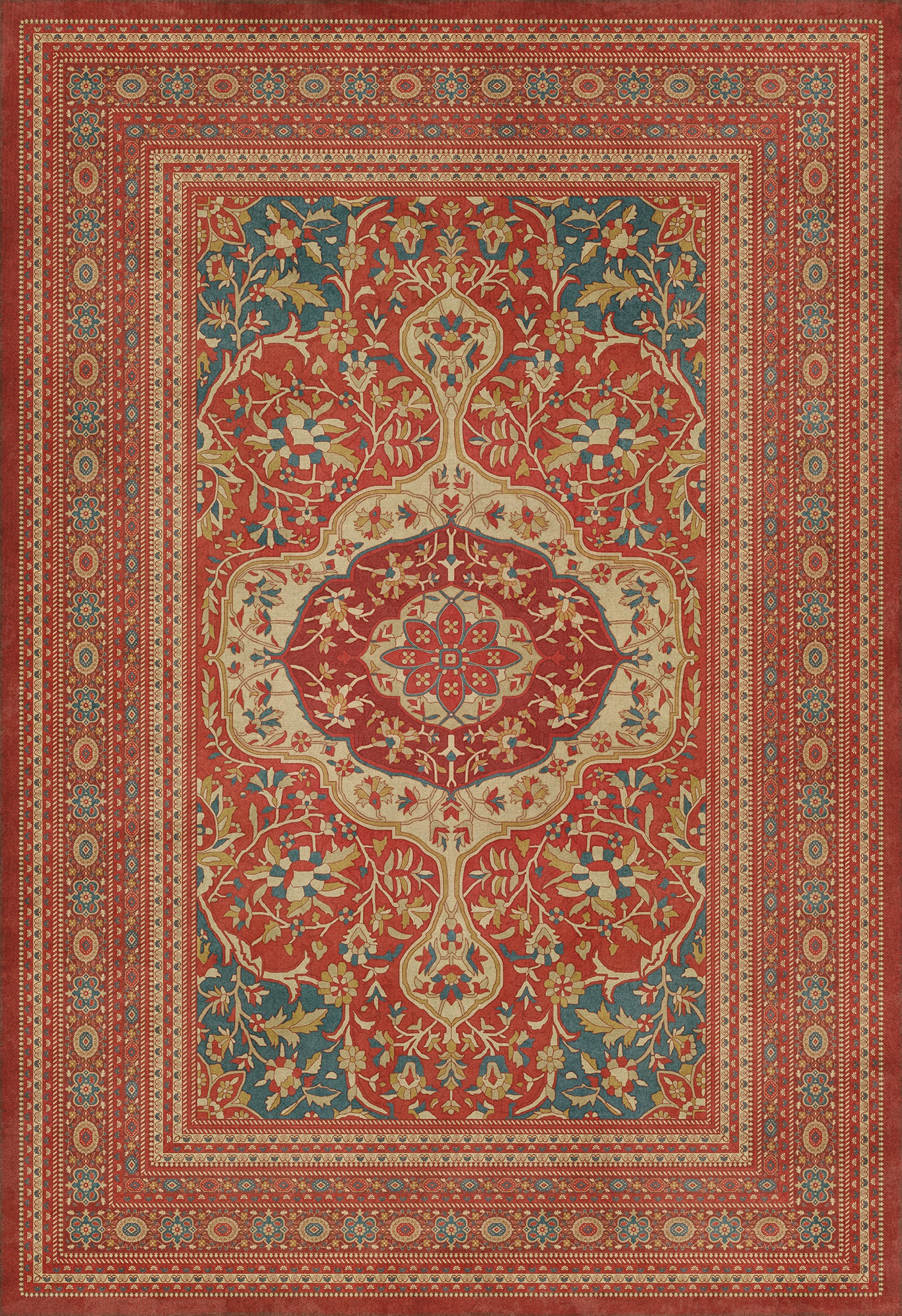 Persian Bazaar - Farahan - Firdaus 96x140 Vintage Vinyl Floorcloth