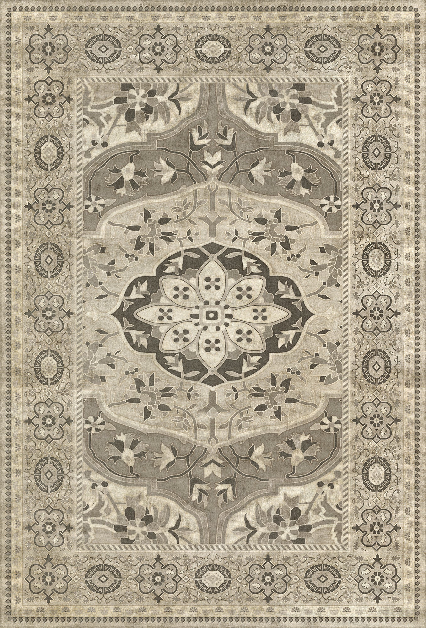 Persian Bazaar - Farahan - Mahtab 38x56 Vintage Vinyl Floorcloth