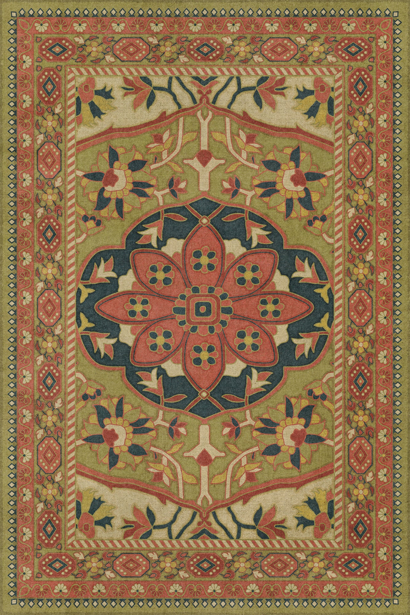 Persian Bazaar - Farahan - Mehr 24x36 Vintage Vinyl Floorcloth