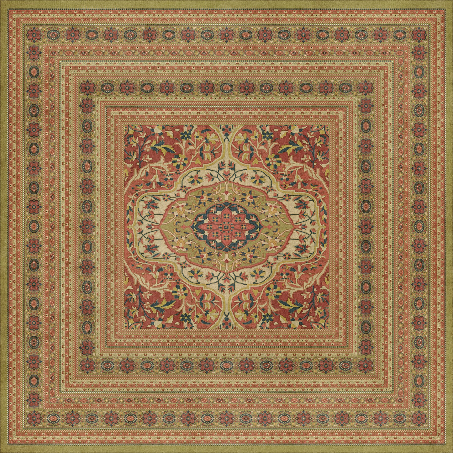 Persian Bazaar - Farahan - Mehr 120x120 Vintage Vinyl Floorcloth