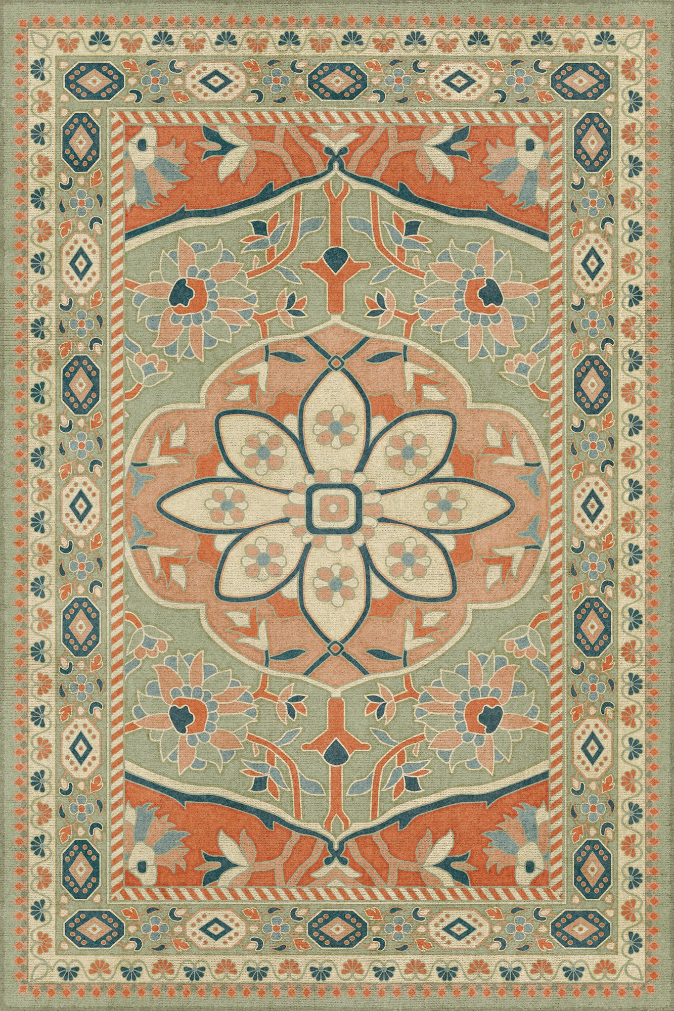 Persian Bazaar - Farahan - Roya 24x36 Vintage Vinyl Floorcloth