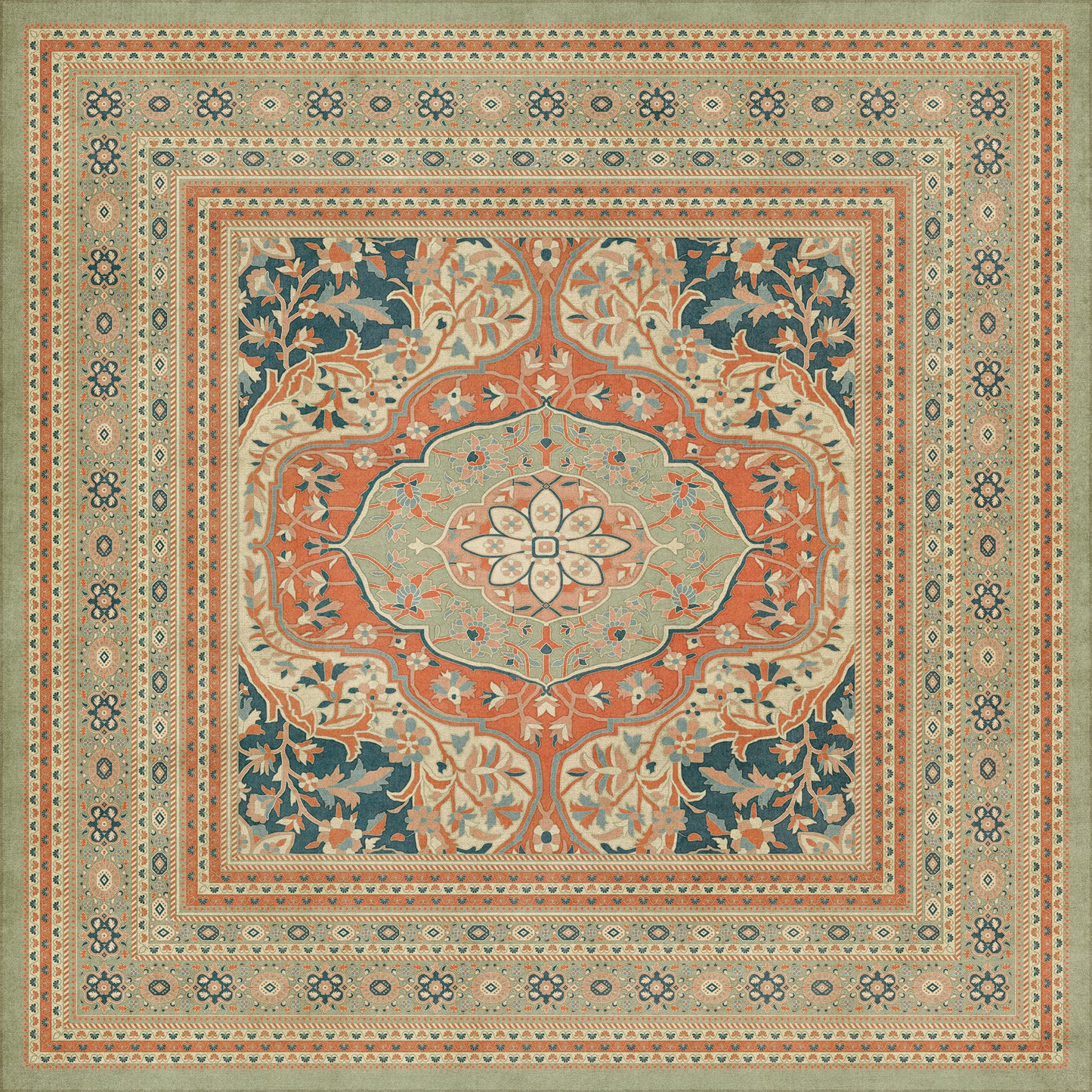 Persian Bazaar - Farahan - Roya 96x96 Vintage Vinyl Floorcloth