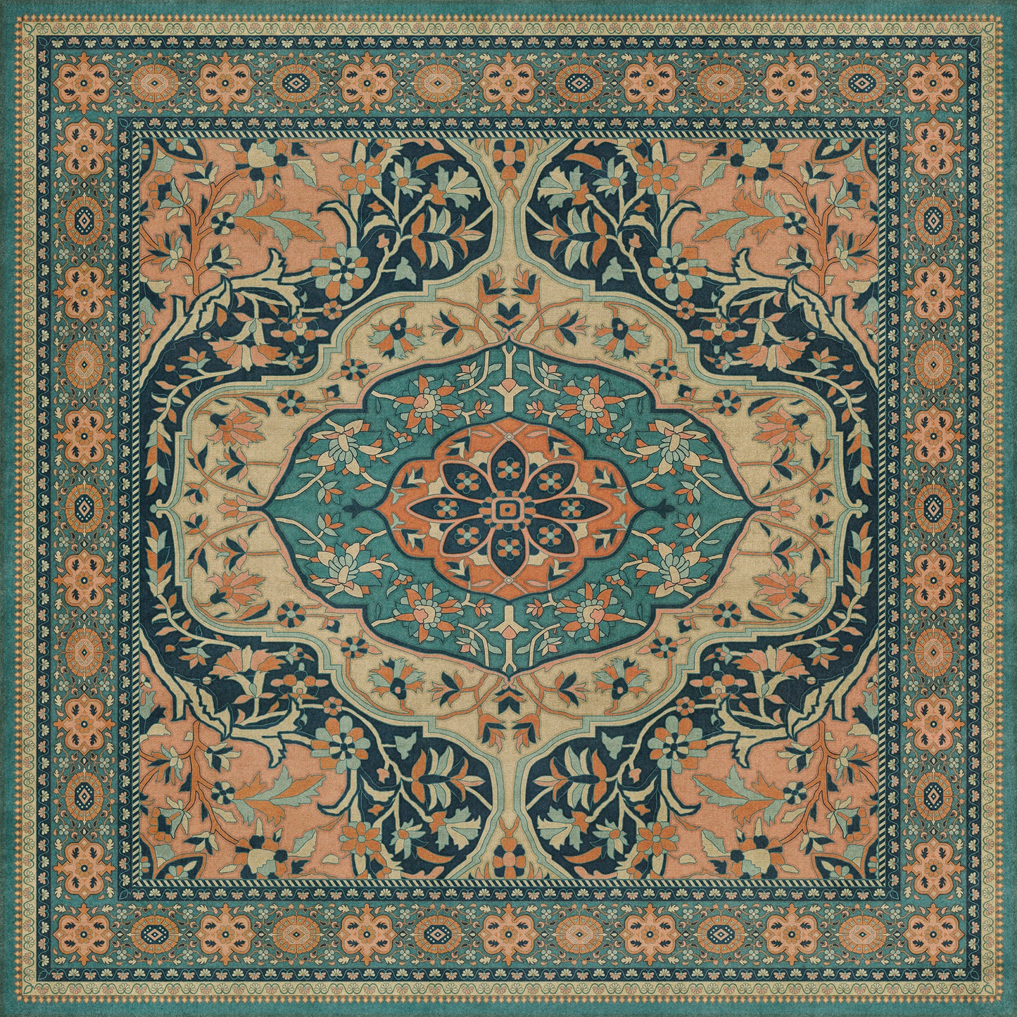 Persian Bazaar - Farahan - Ziba 72x72 Vintage Vinyl Floorcloth