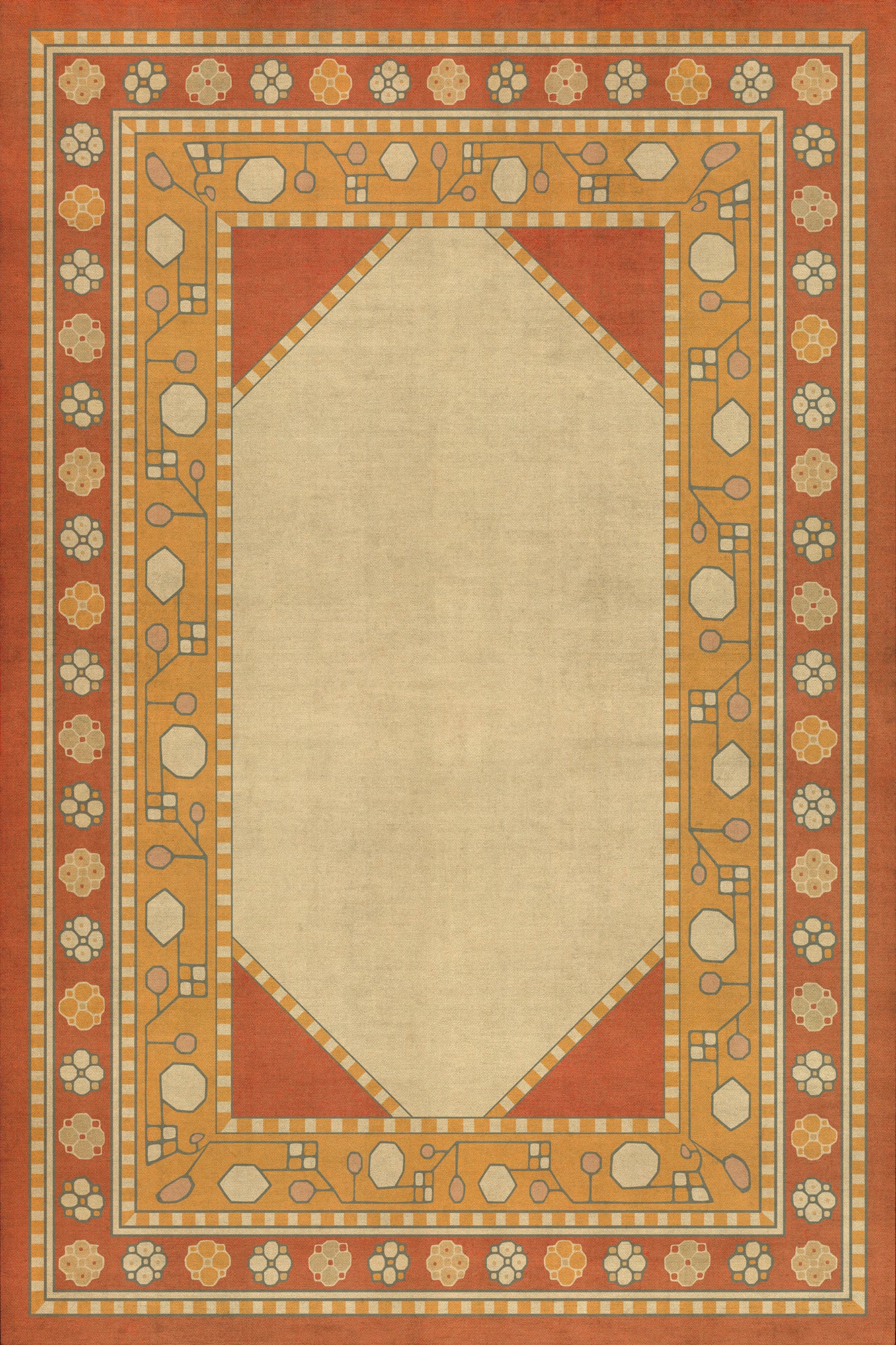 Persian Bazaar - Lombalo - Anoush 24x36 Vintage Vinyl Floorcloth