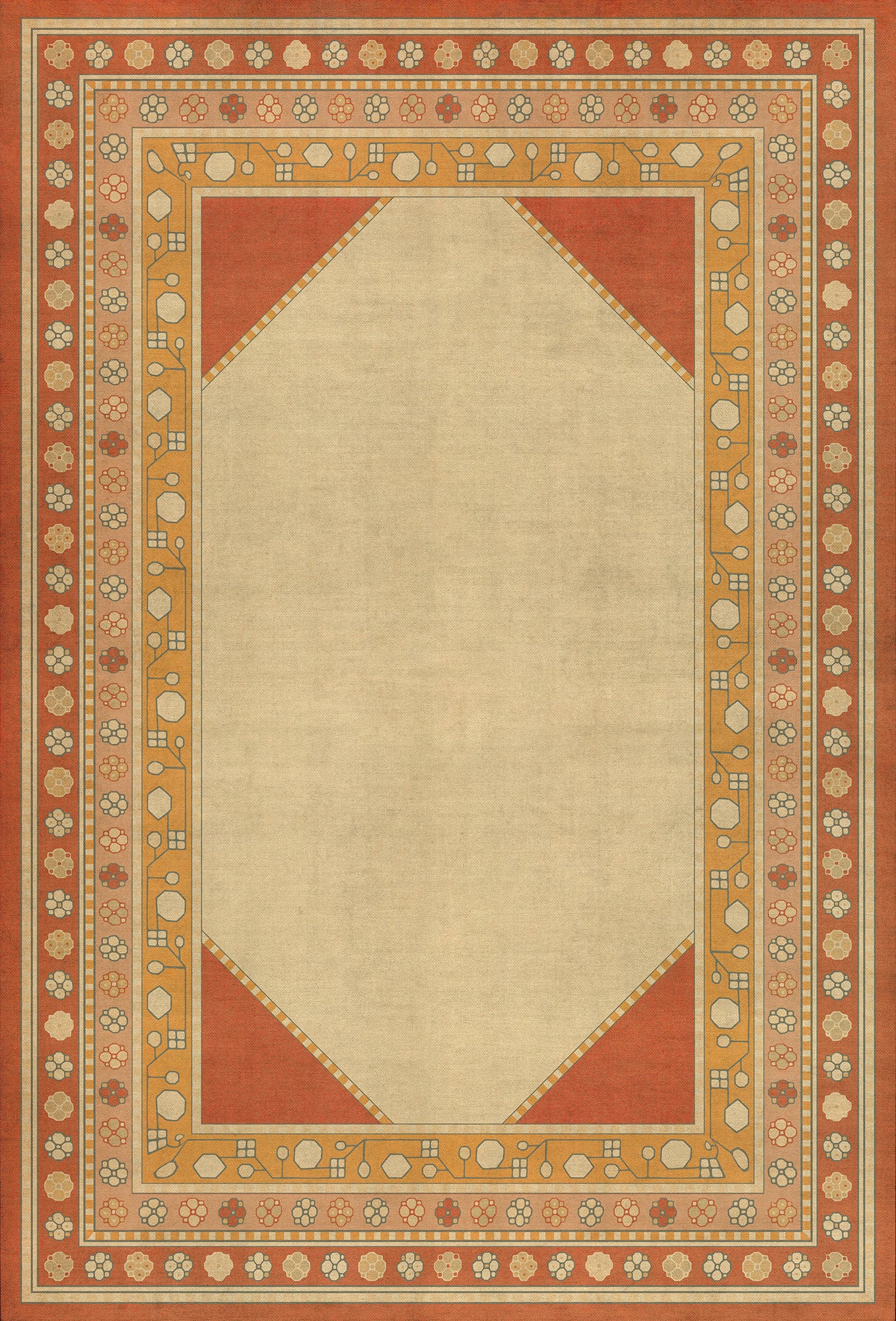 Persian Bazaar - Lombalo - Anoush 38x56 Vintage Vinyl Floorcloth