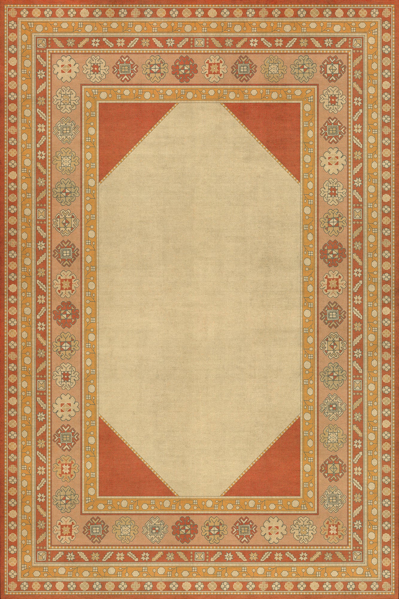 Persian Bazaar - Lombalo - Anoush 72x108 Vintage Vinyl Floorcloth