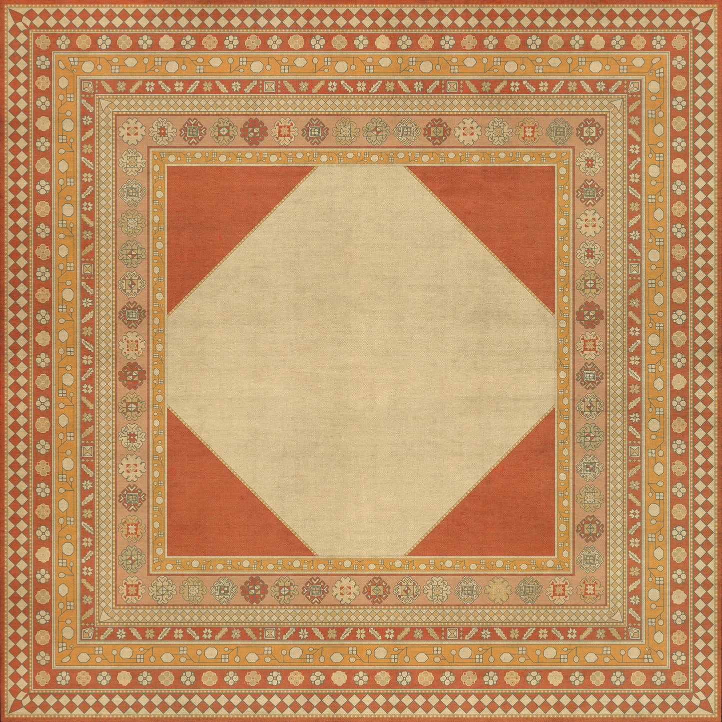 Persian Bazaar - Lombalo - Anoush 120x120 Vintage Vinyl Floorcloth