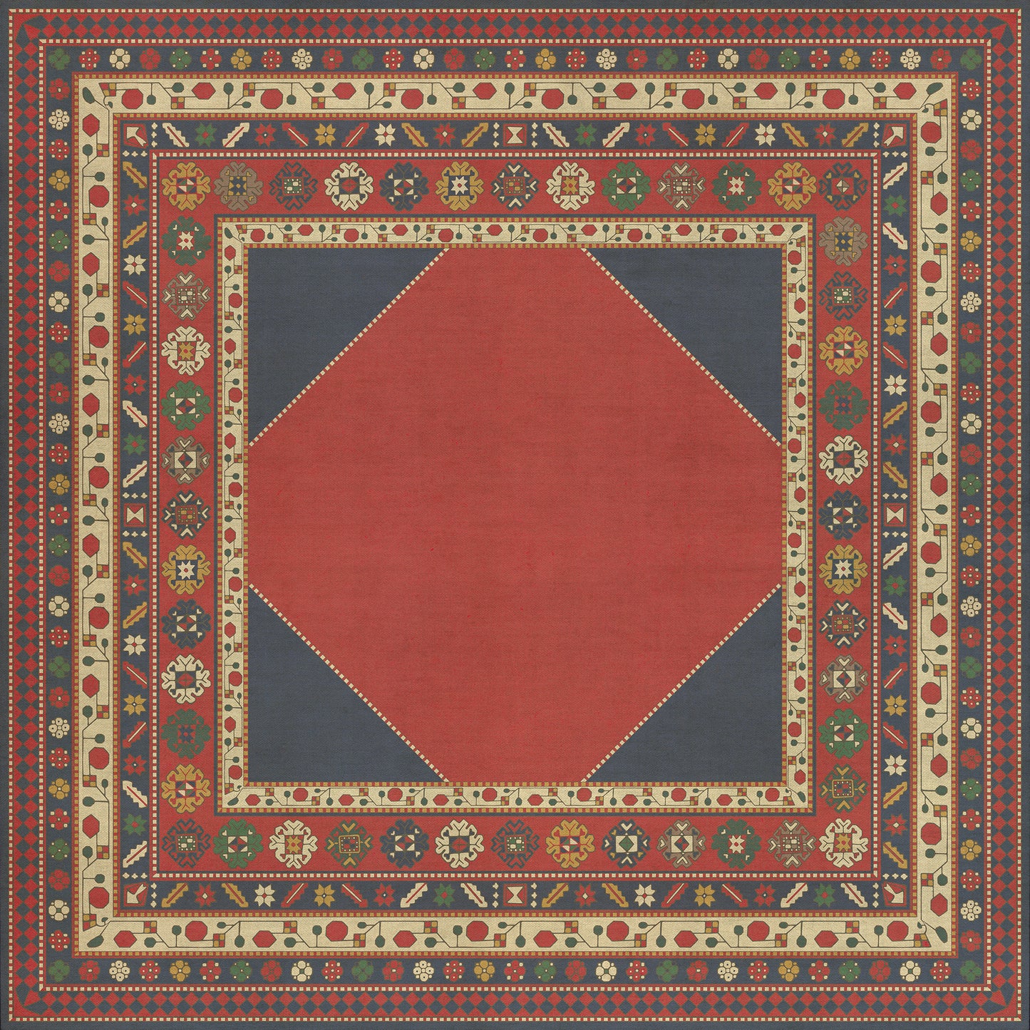 Persian Bazaar - Lombalo - Ashkar 96x96 Vintage Vinyl Floorcloth