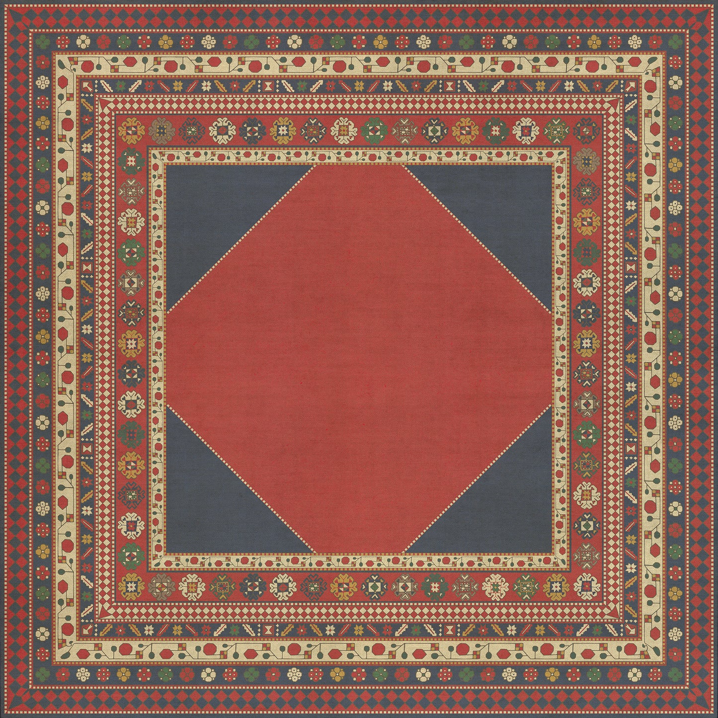 Persian Bazaar - Lombalo - Ashkar 120x120 Vintage Vinyl Floorcloth