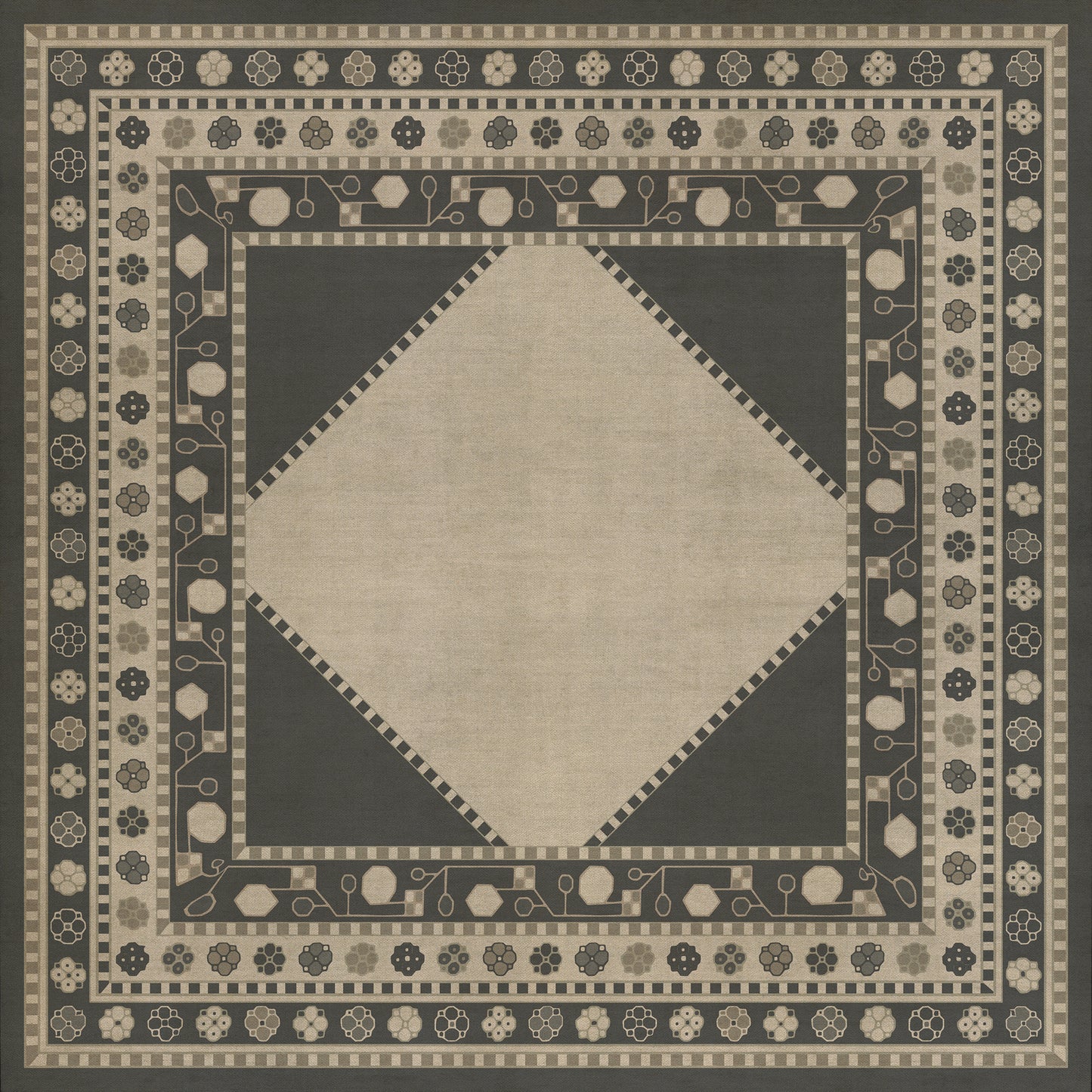 Persian Bazaar - Lombalo - Kami 36x36 Vintage Vinyl Floorcloth