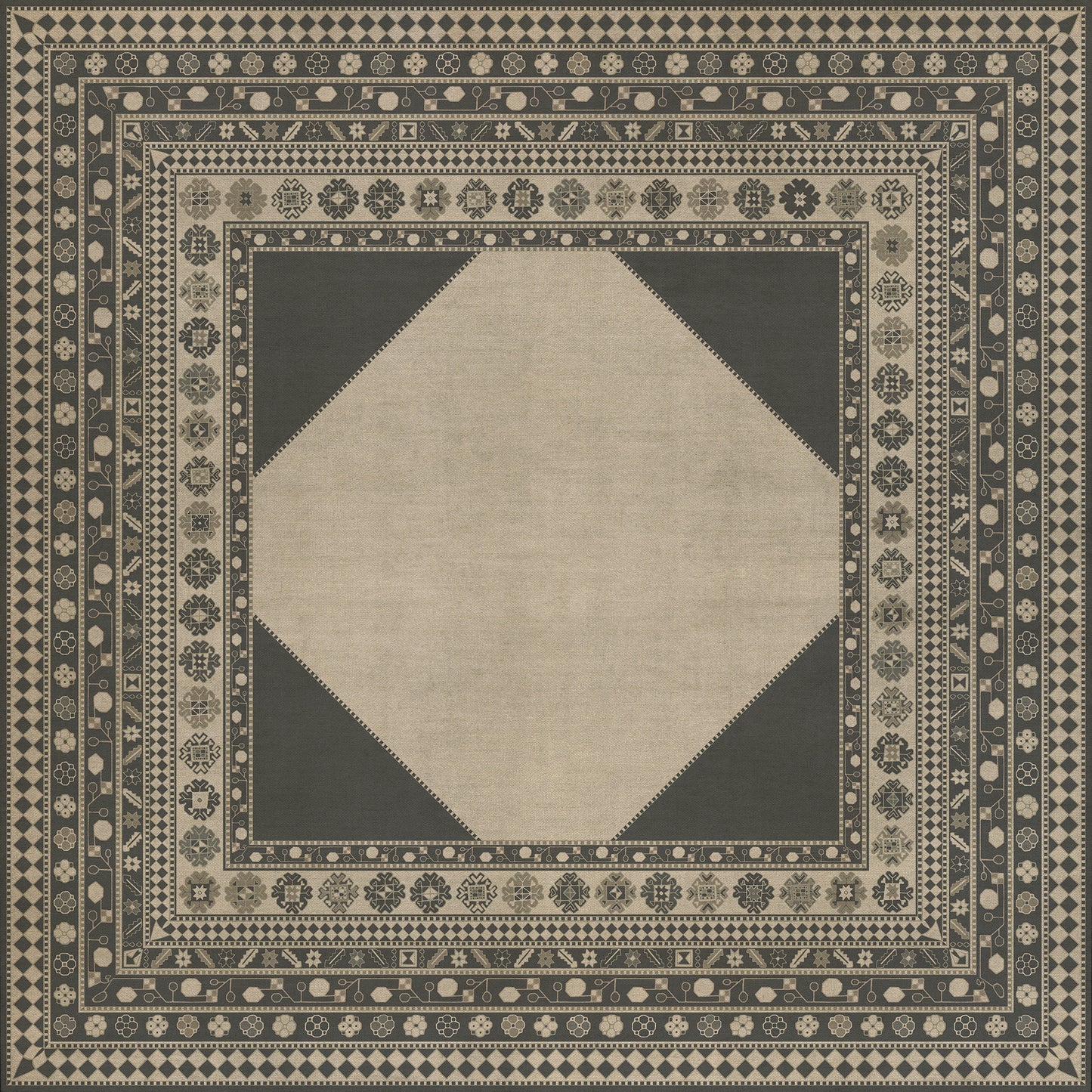 Persian Bazaar - Lombalo - Kami 120x120 Vintage Vinyl Floorcloth