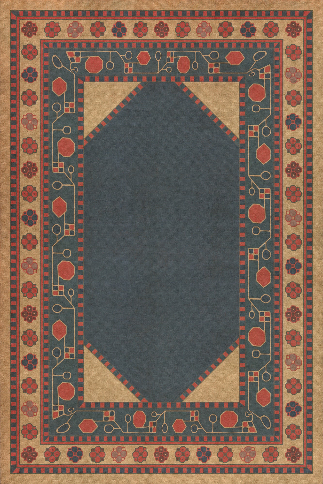 Persian Bazaar - Lombalo - Kohar 24x36 Vintage Vinyl Floorcloth