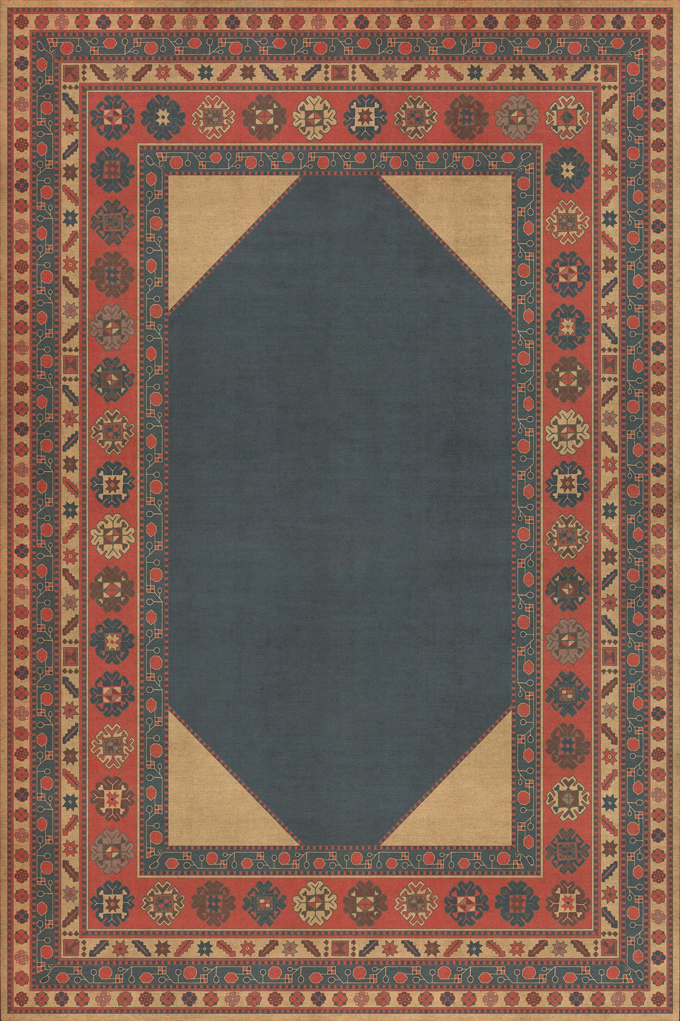 Persian Bazaar - Lombalo - Kohar 72x108 Vintage Vinyl Floorcloth