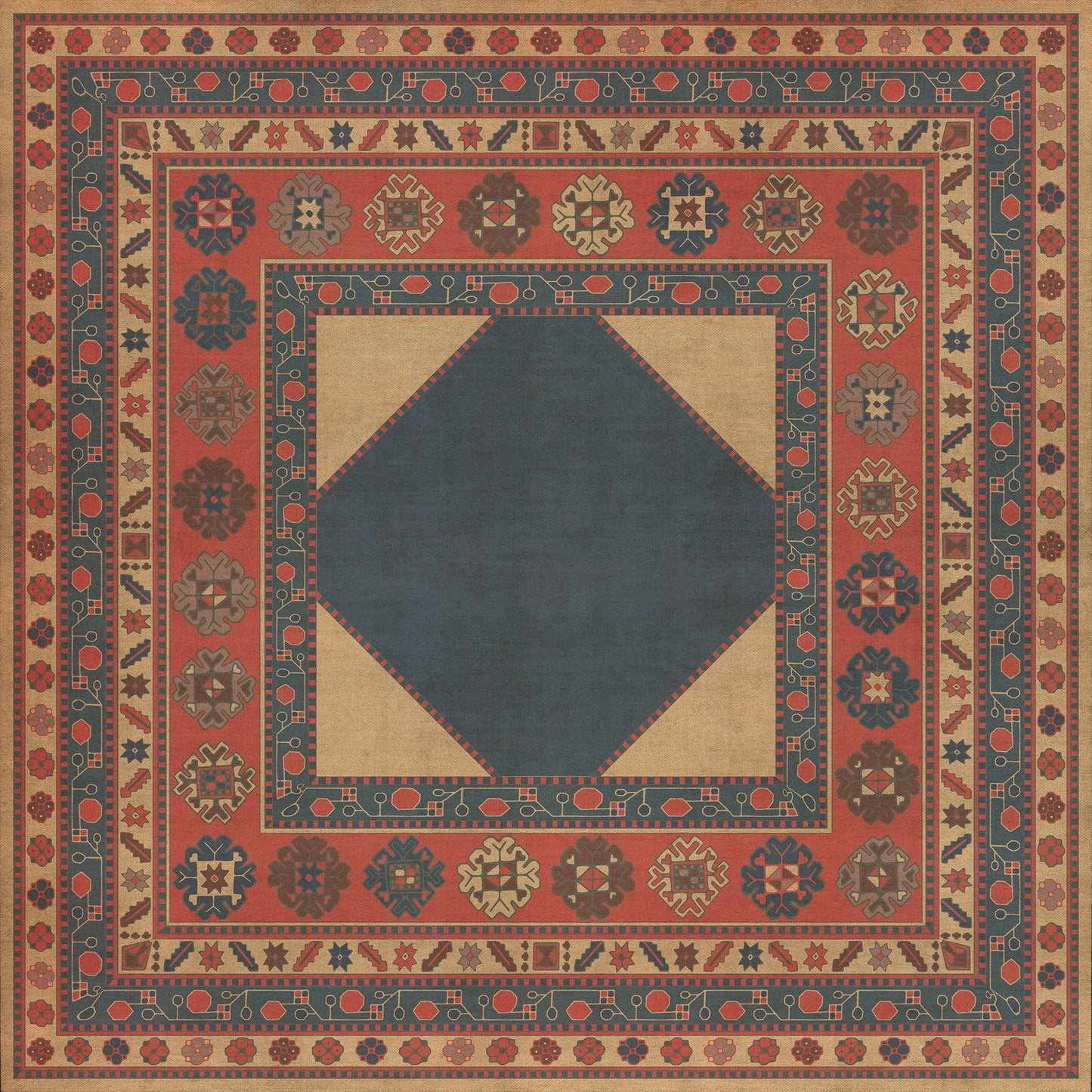 Persian Bazaar - Lombalo - Kohar 60x60 Vintage Vinyl Floorcloth