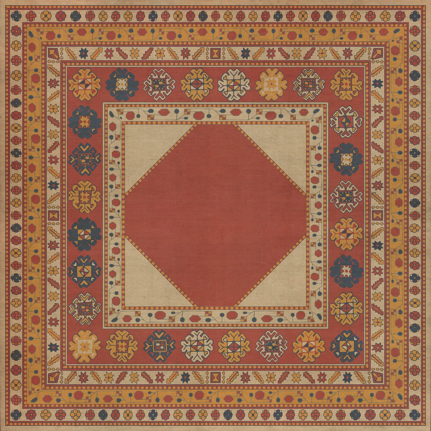 Persian Bazaar - Lombalo - Nareh 60x60 Vintage Vinyl Floorcloth
