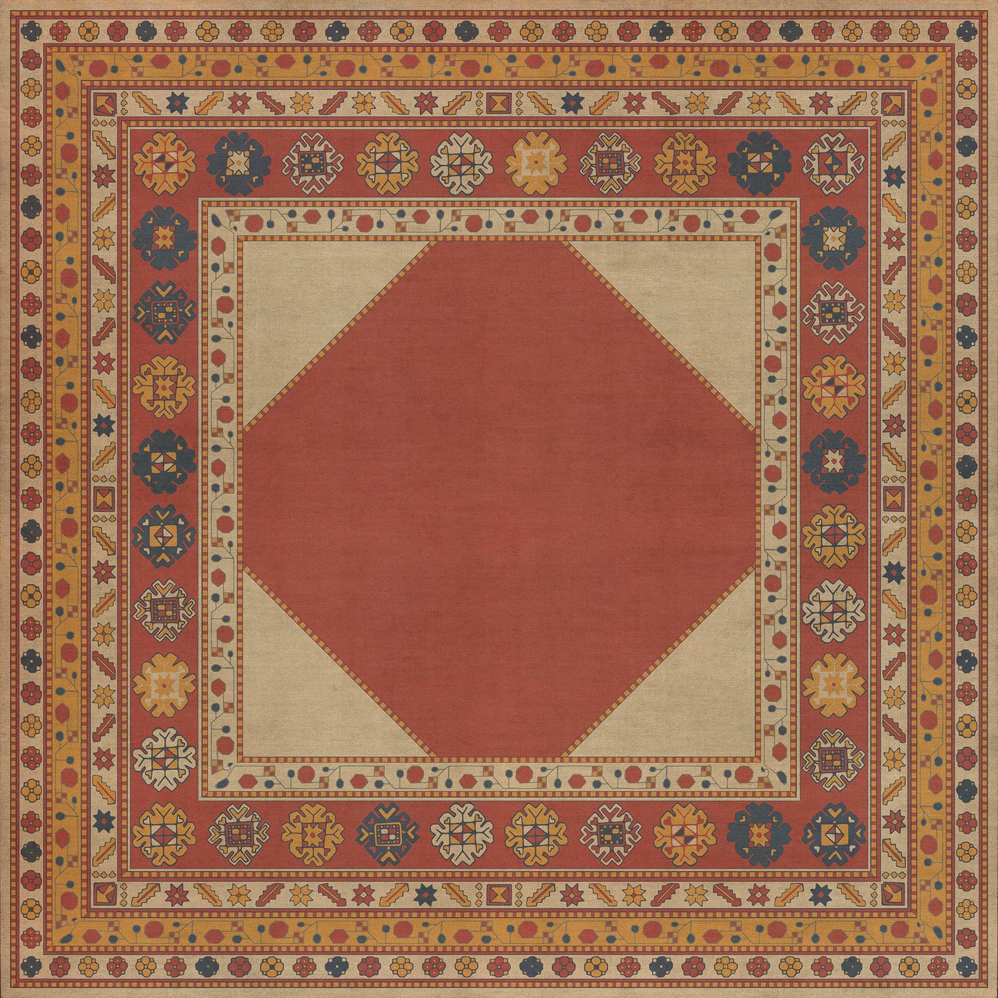 Persian Bazaar - Lombalo - Nareh 72x72 Vintage Vinyl Floorcloth
