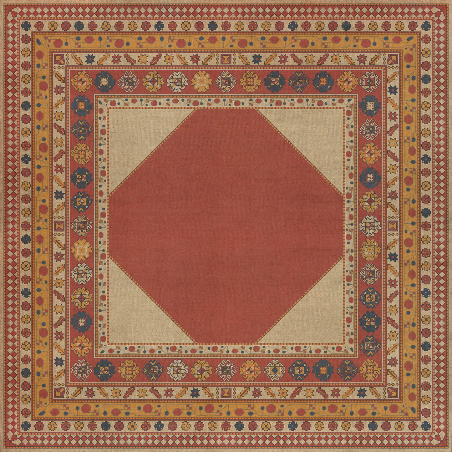 Persian Bazaar - Lombalo - Nareh 96x96 Vintage Vinyl Floorcloth