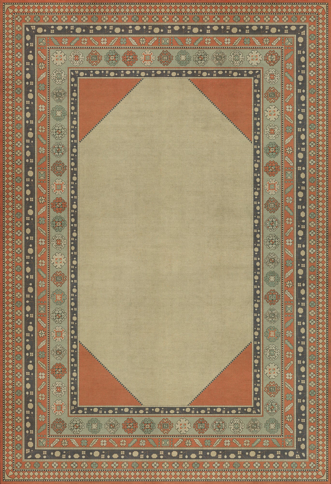 Persian Bazaar - Lombalo - Nazeli 96x140 Vintage Vinyl Floorcloth