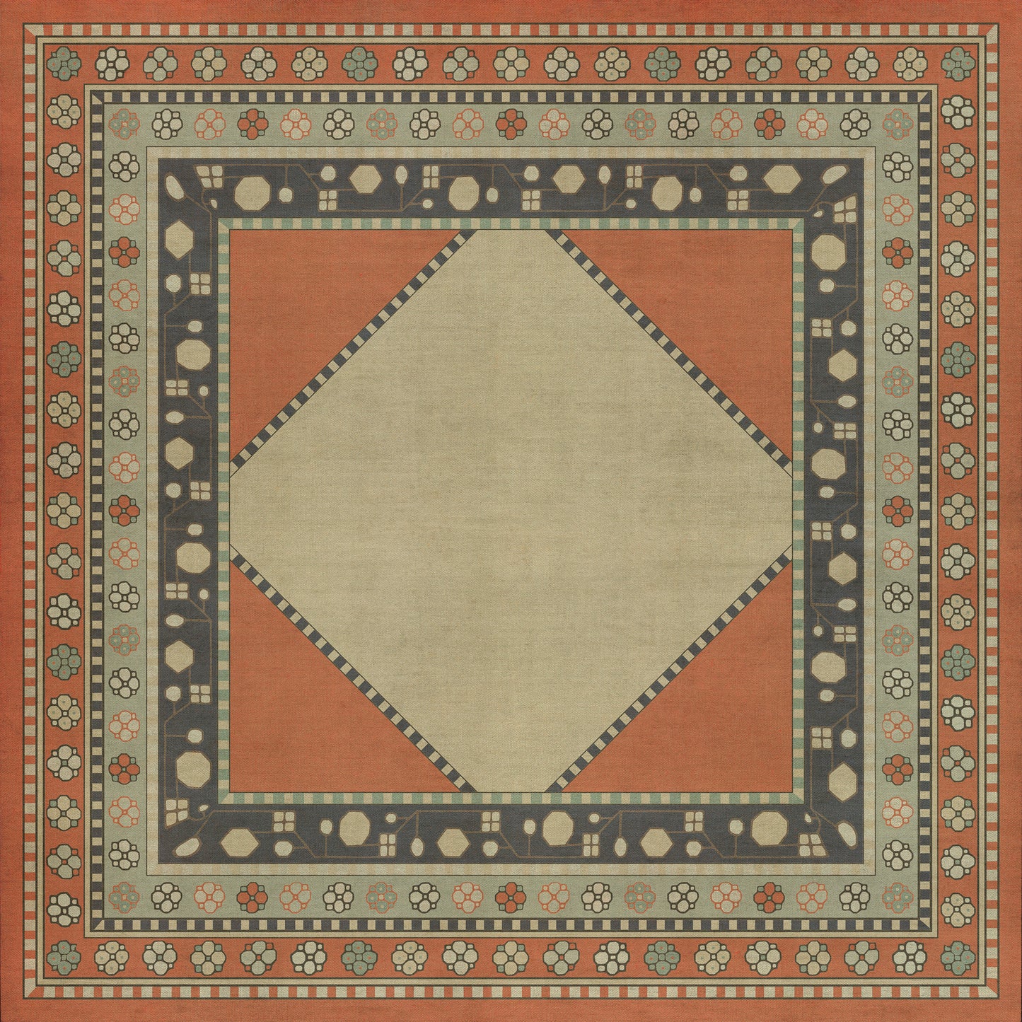 Persian Bazaar - Lombalo - Nazeli 36x36 Vintage Vinyl Floorcloth