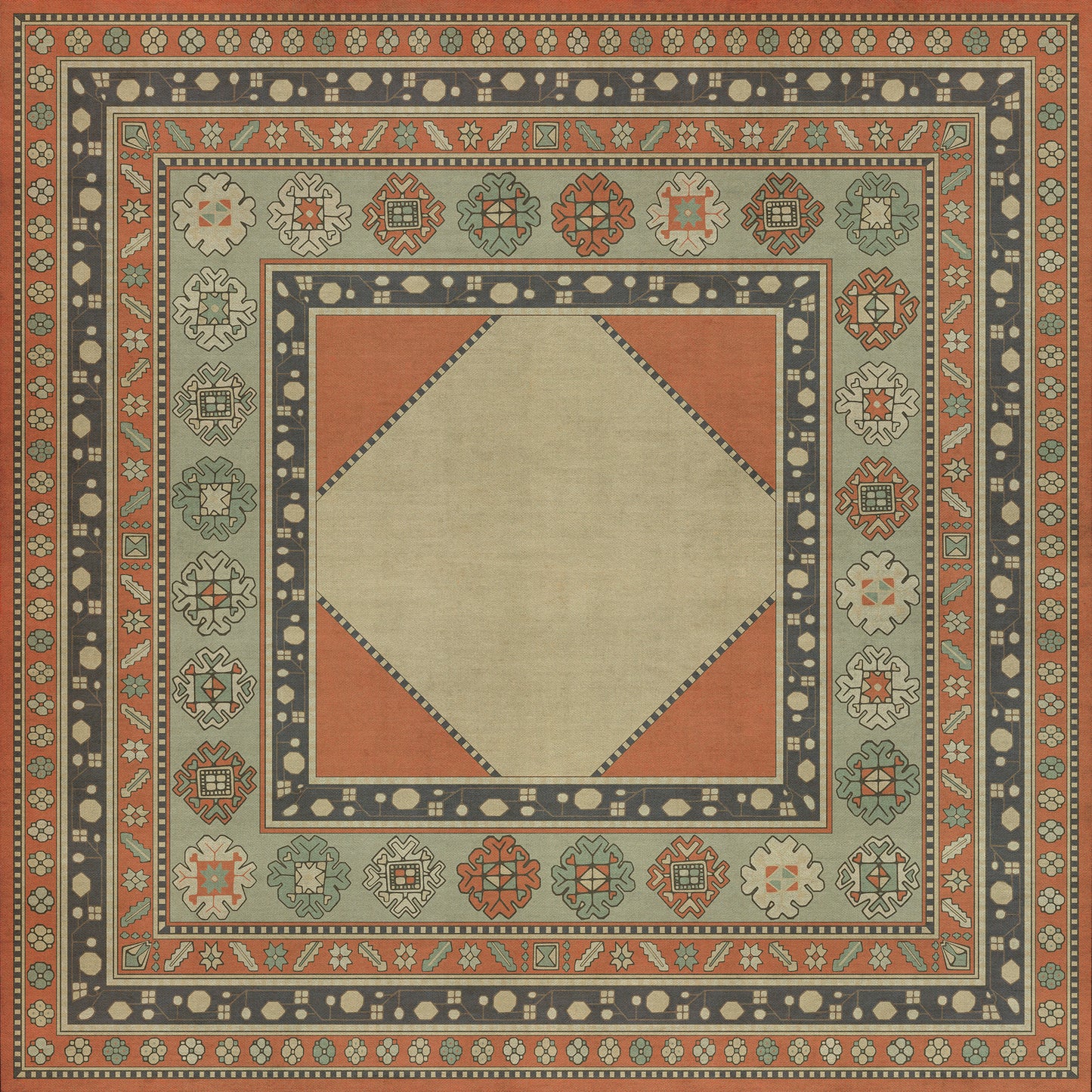Persian Bazaar - Lombalo - Nazeli 60x60 Vintage Vinyl Floorcloth
