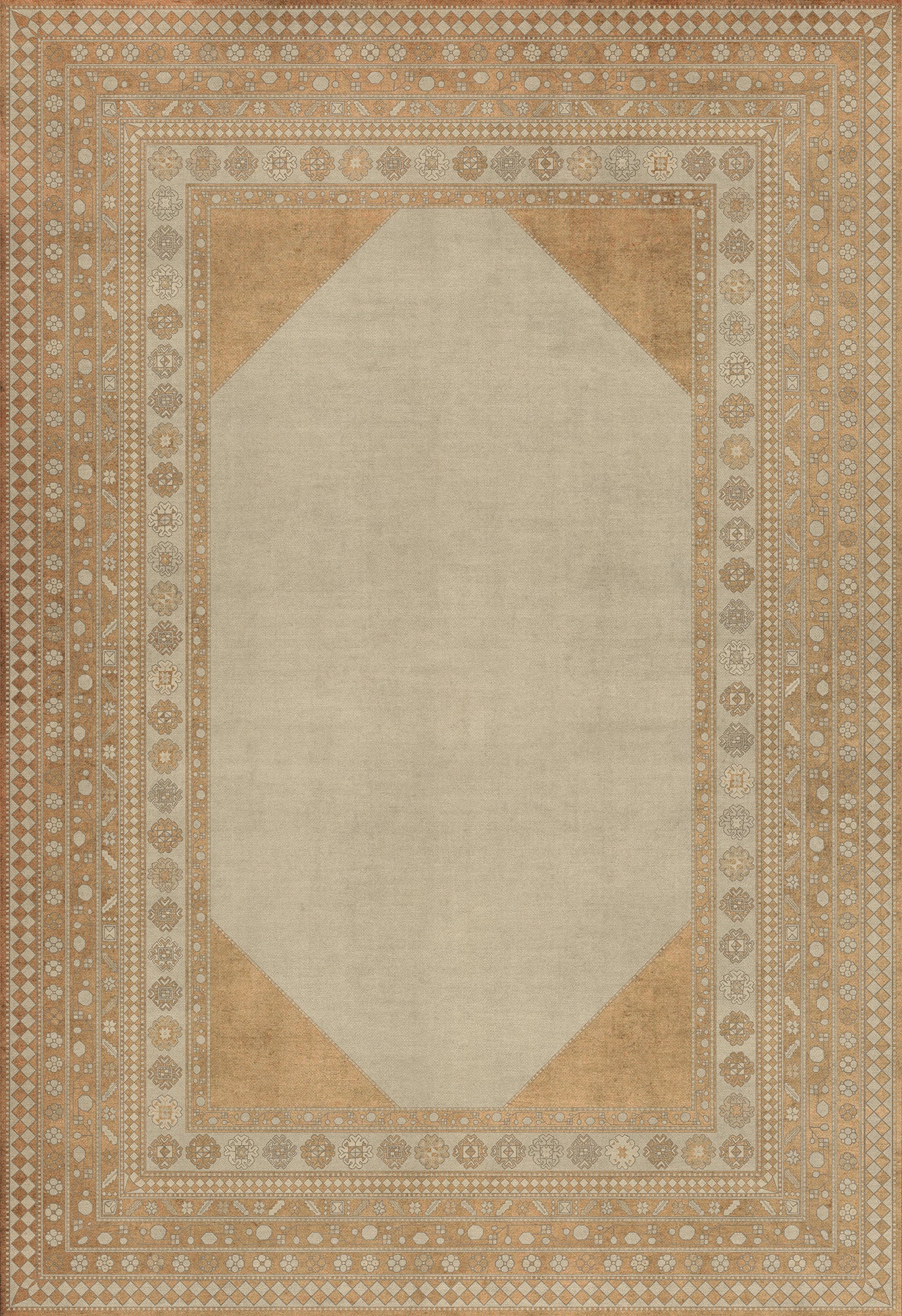 Persian Bazaar - Lombalo - Oski 120x175 Vintage Vinyl Floorcloth