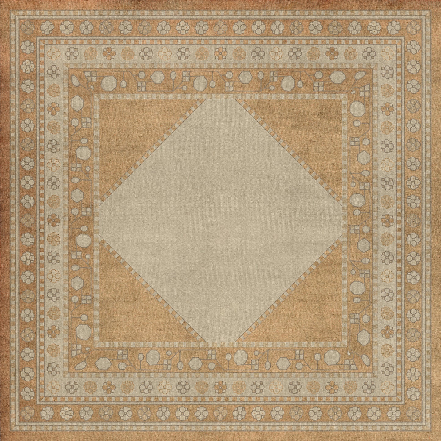 Persian Bazaar - Lombalo - Oski 36x36 Vintage Vinyl Floorcloth