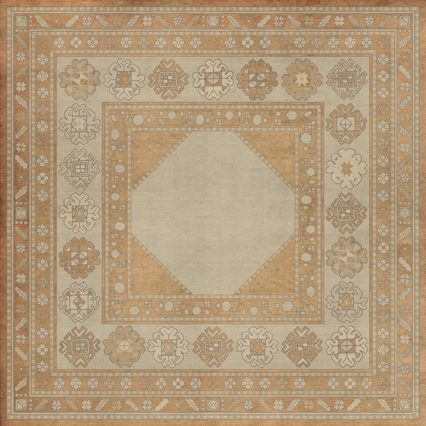 Persian Bazaar - Lombalo - Oski 48x48 Vintage Vinyl Floorcloth