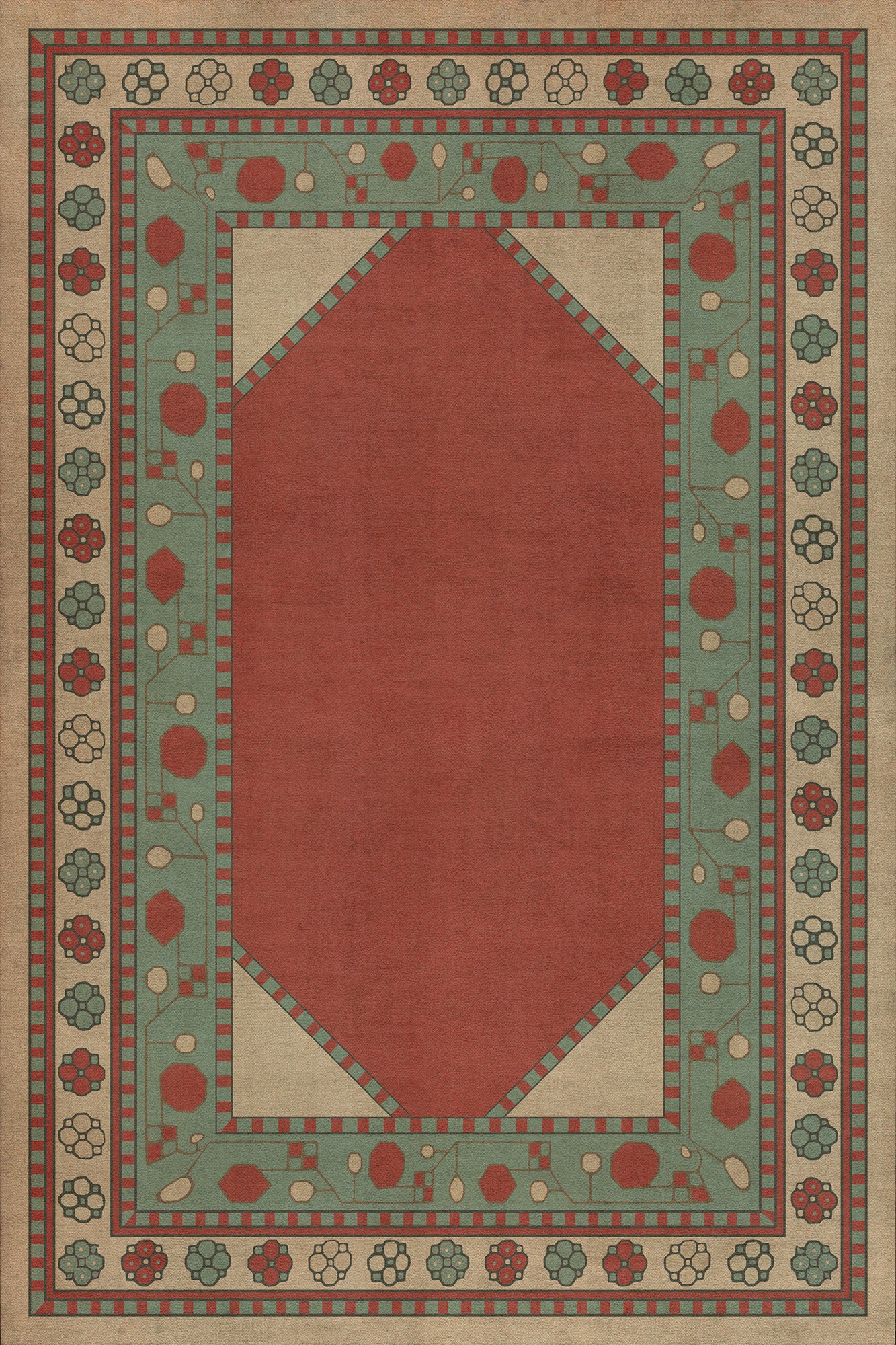 Persian Bazaar - Lombalo - Zartar 20x30 Vintage Vinyl Floorcloth