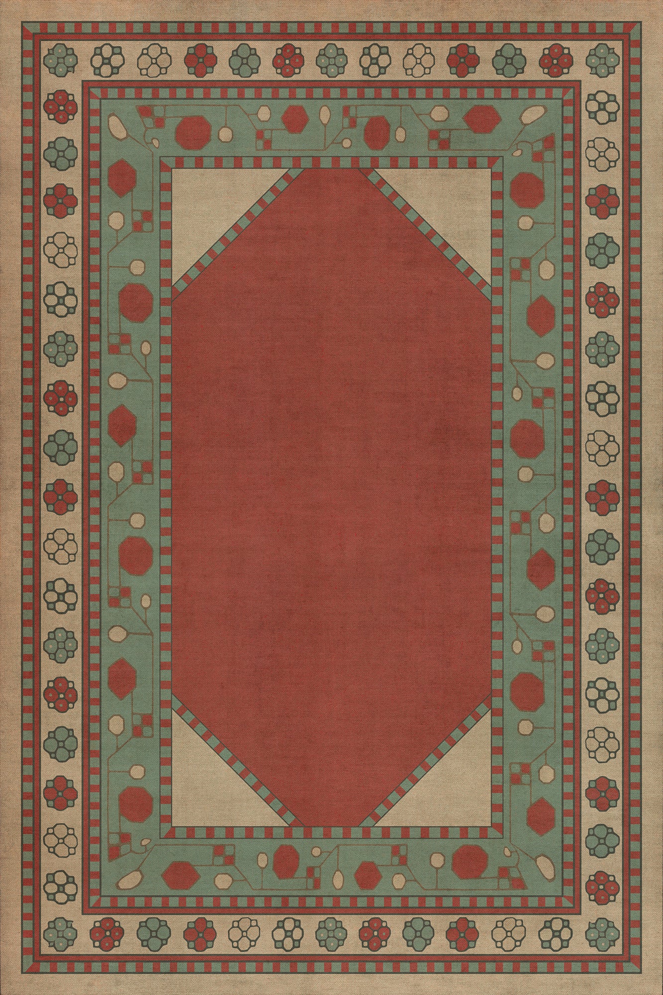 Persian Bazaar - Lombalo - Zartar 24x36 Vintage Vinyl Floorcloth