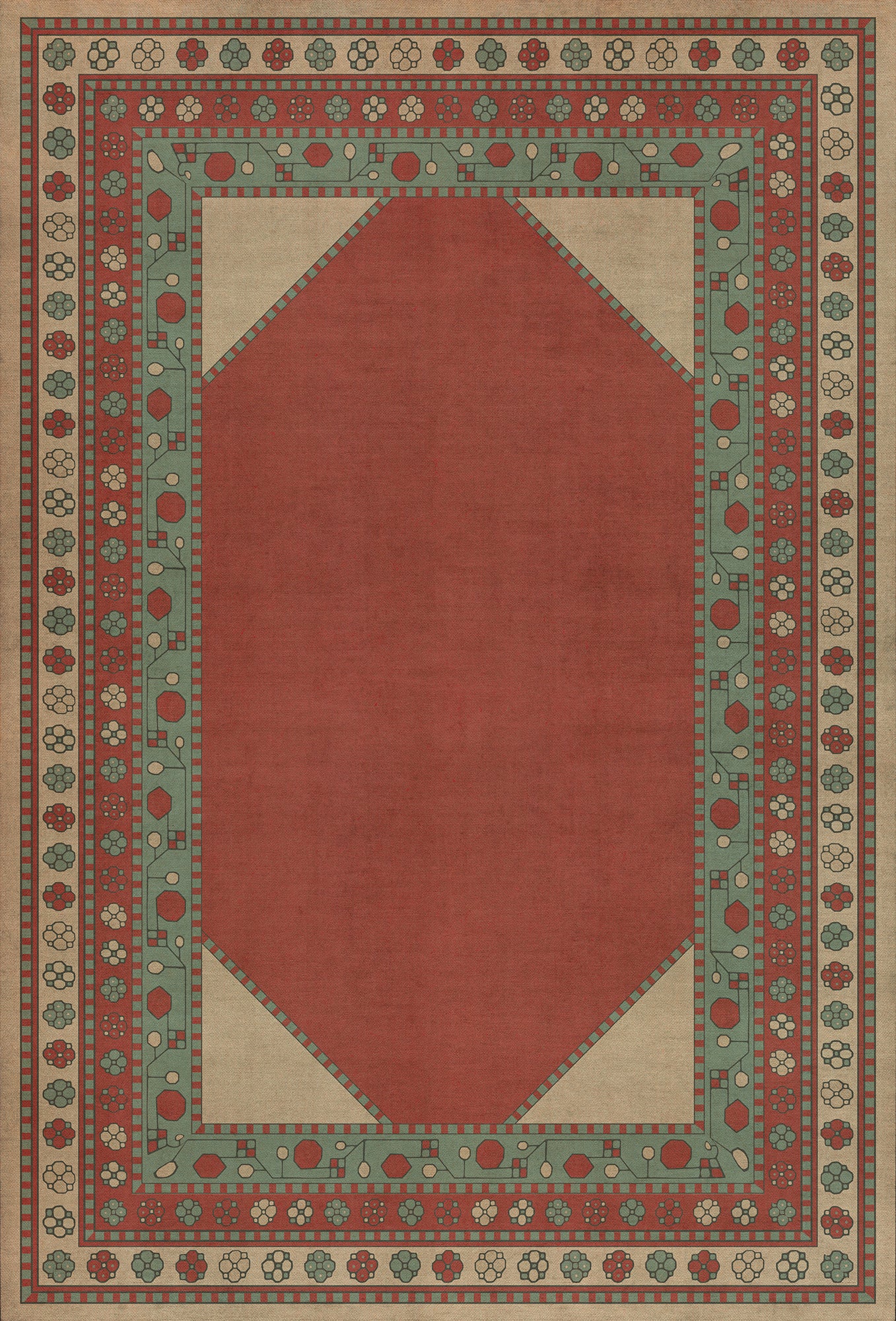 Persian Bazaar - Lombalo - Zartar 38x56 Vintage Vinyl Floorcloth