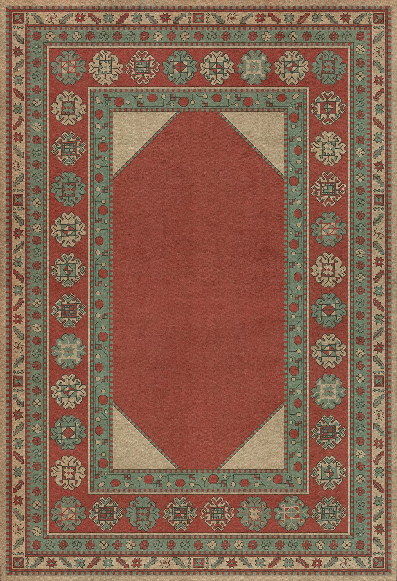 Persian Bazaar - Lombalo - Zartar 52x76 Vintage Vinyl Floorcloth