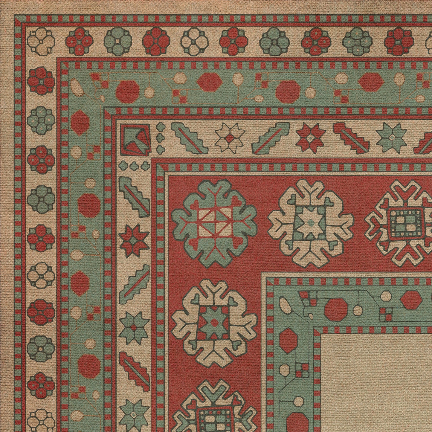 Persian Bazaar - Lombalo - Zartar 72x108 Vintage Vinyl Floorcloth