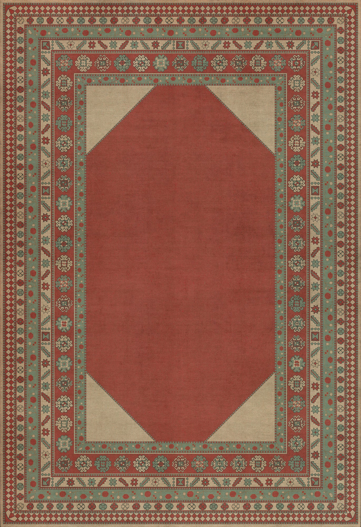 Persian Bazaar - Lombalo - Zartar 96x140 Vintage Vinyl Floorcloth