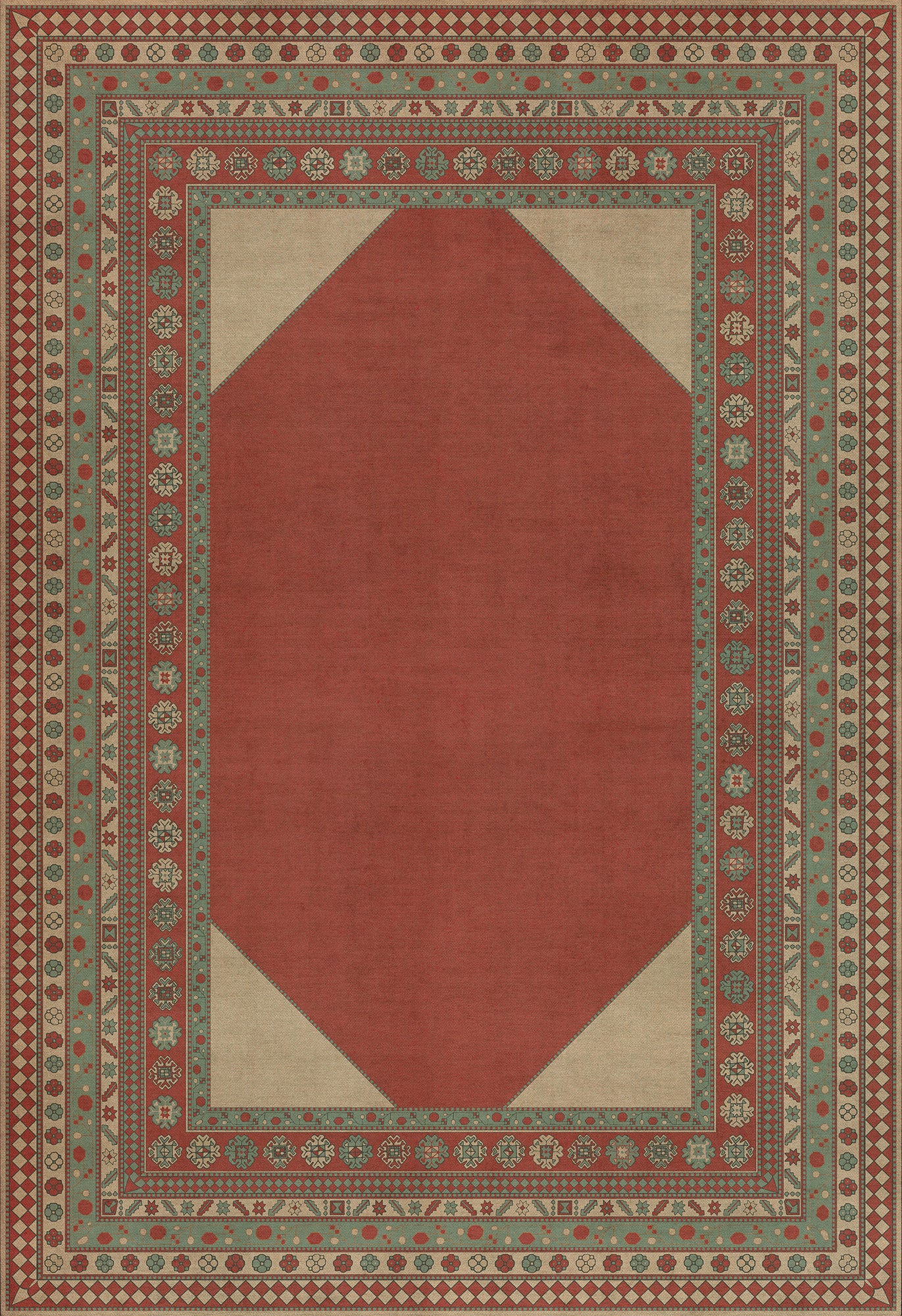 Persian Bazaar - Lombalo - Zartar 120x175 Vintage Vinyl Floorcloth