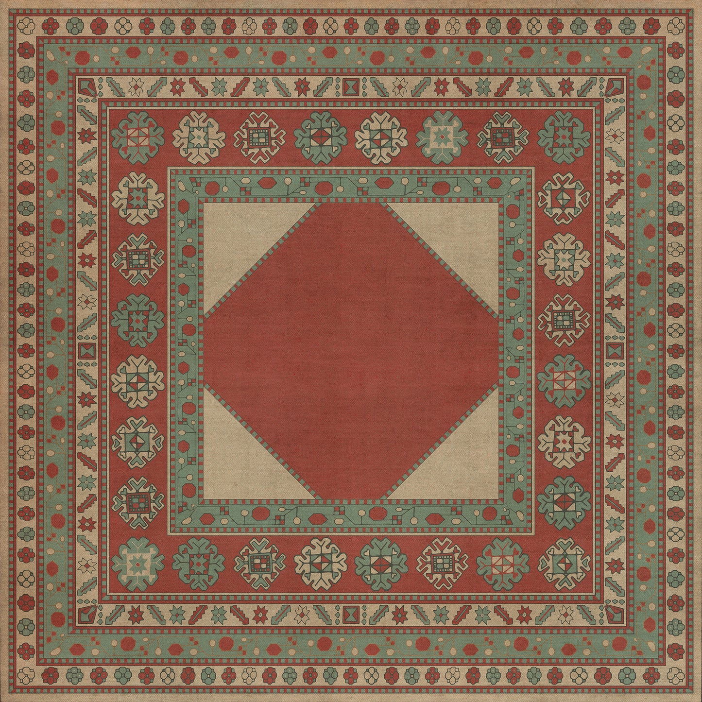 Persian Bazaar - Lombalo - Zartar 60x60 Vintage Vinyl Floorcloth