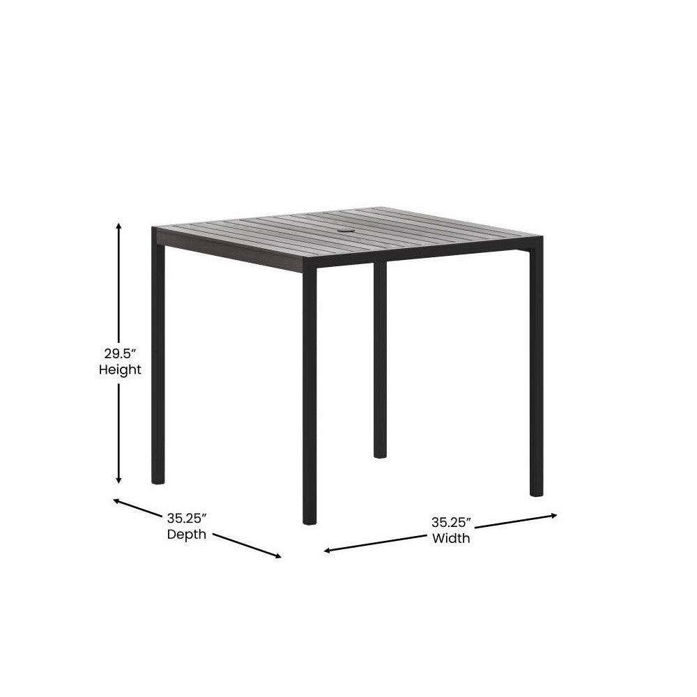 35" SQ Gray Faux Teak Table