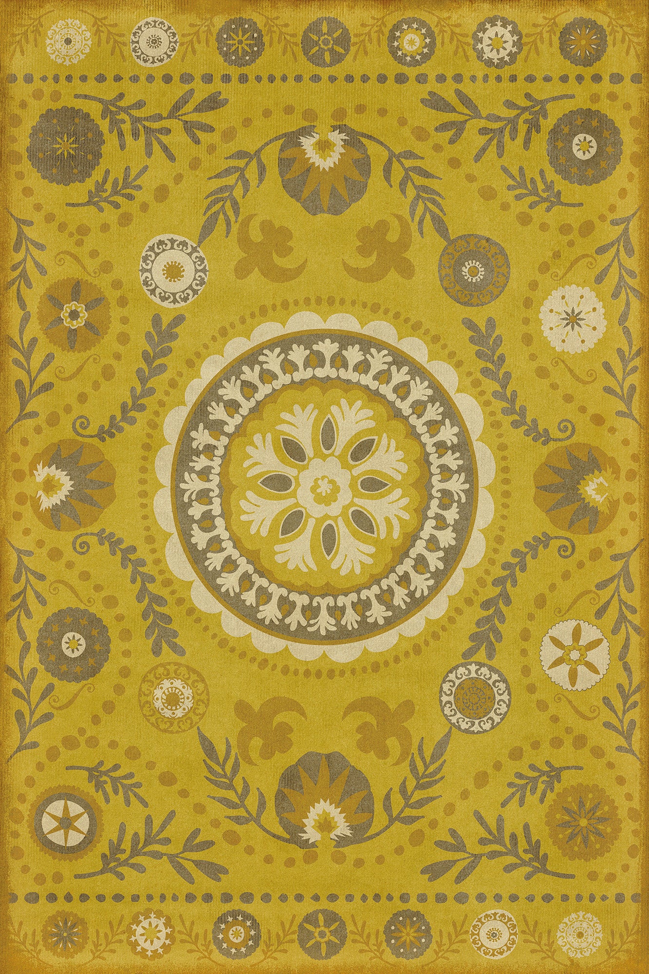 Pattern 38 The sun shines on 24x36 Vintage Vinyl Floorcloth