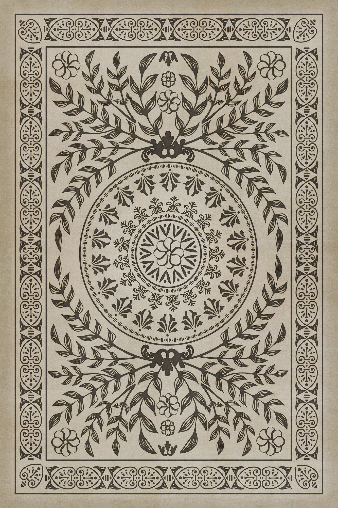 Pattern 40 Drummond Castle 24x36 Vintage Vinyl Floorcloth