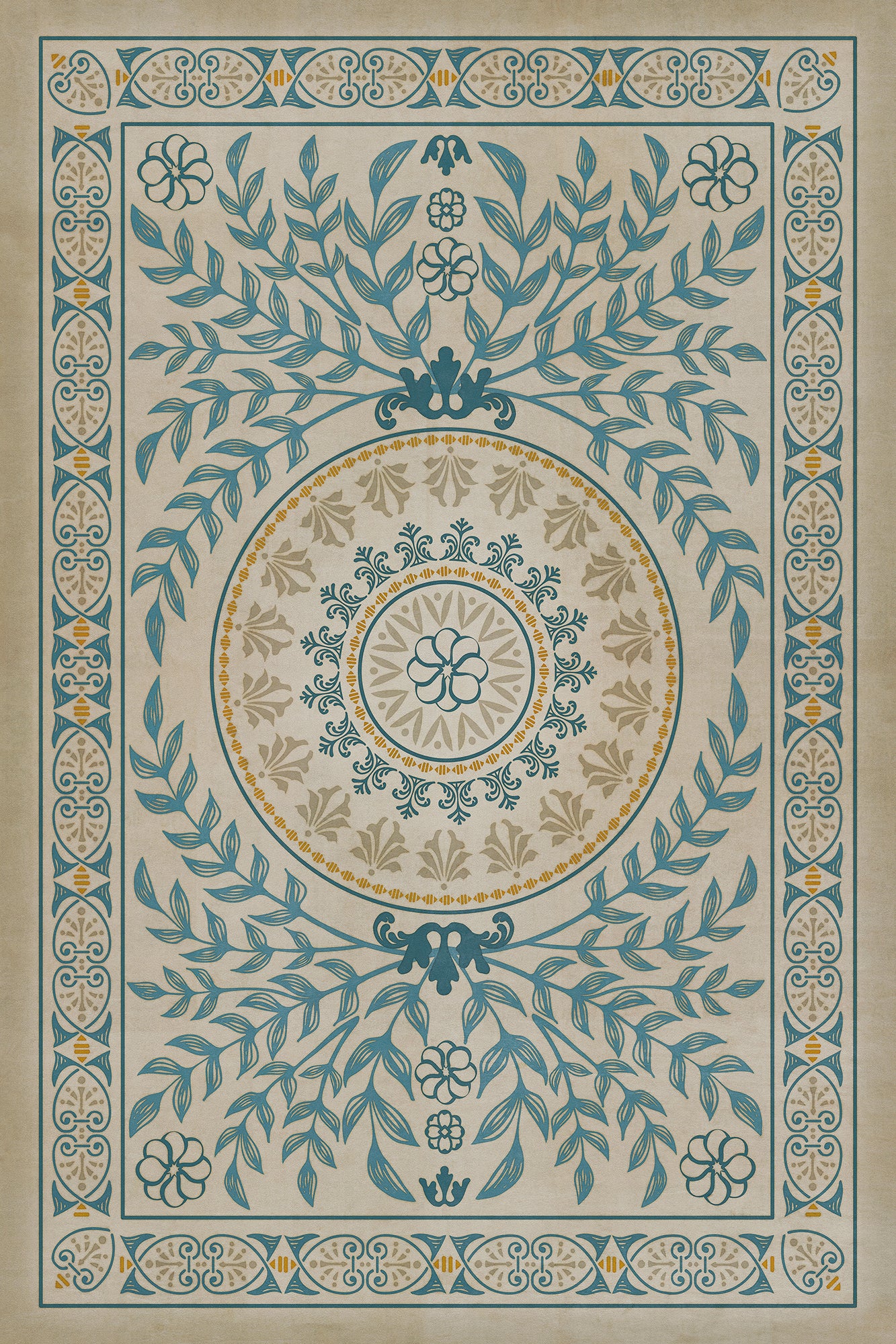 Pattern 40 Villa dEste 24x36 Vintage Vinyl Floorcloth