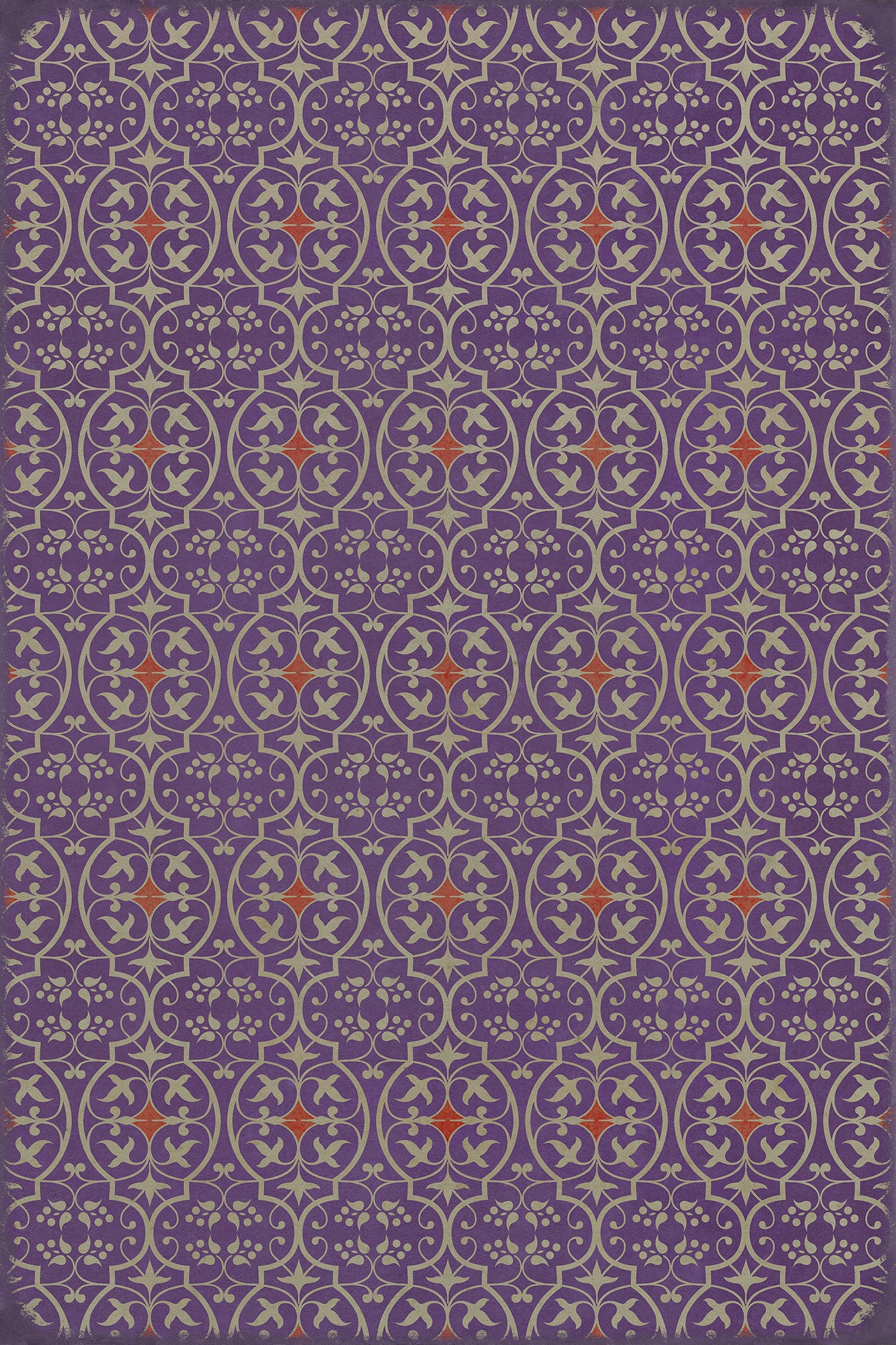Pattern 51 I Shall Wear Purple 24x36 Vintage Vinyl Floorcloth