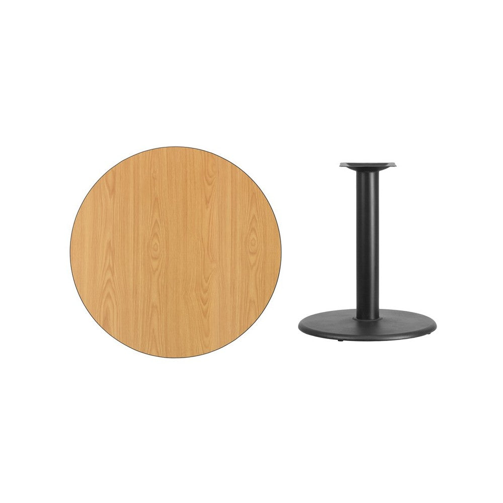 36'' Round Natural Laminate Table Top with 24'' Round Table Height Base