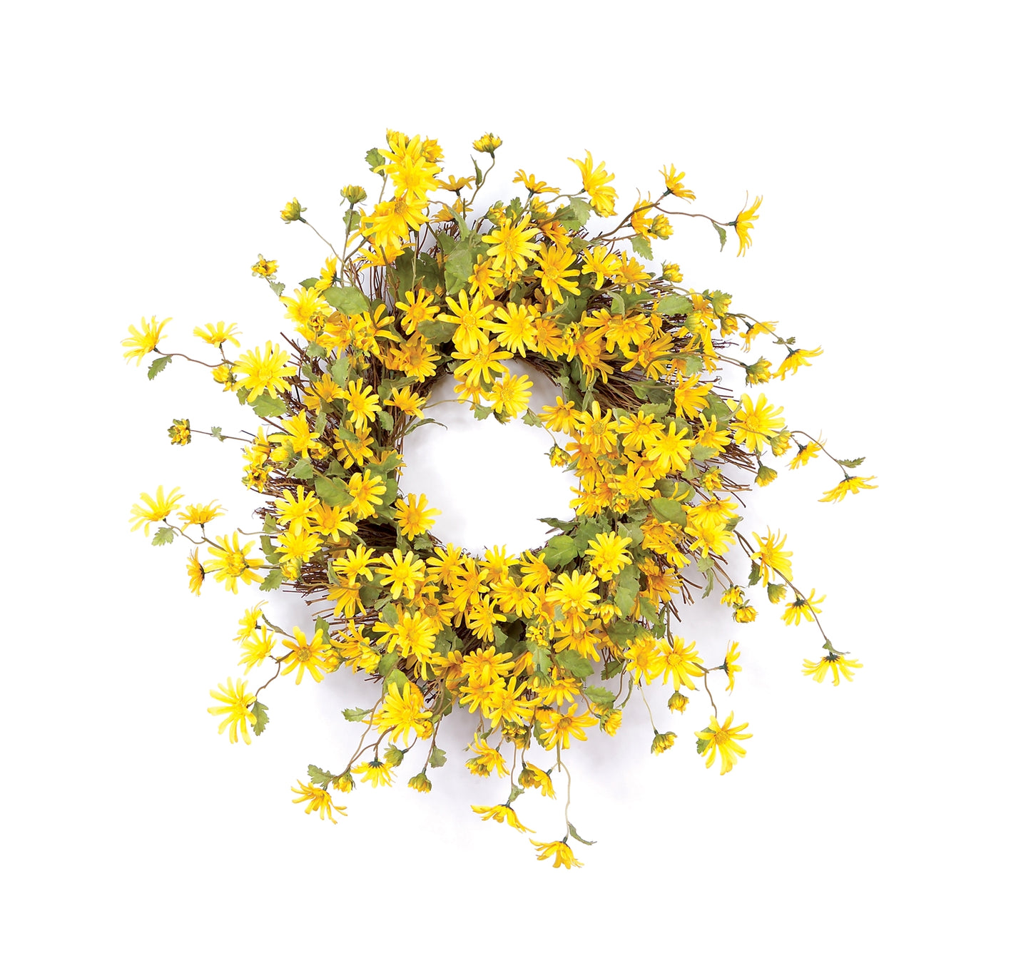 Daisy Wreath 23"D Polyester, Yellow, Green