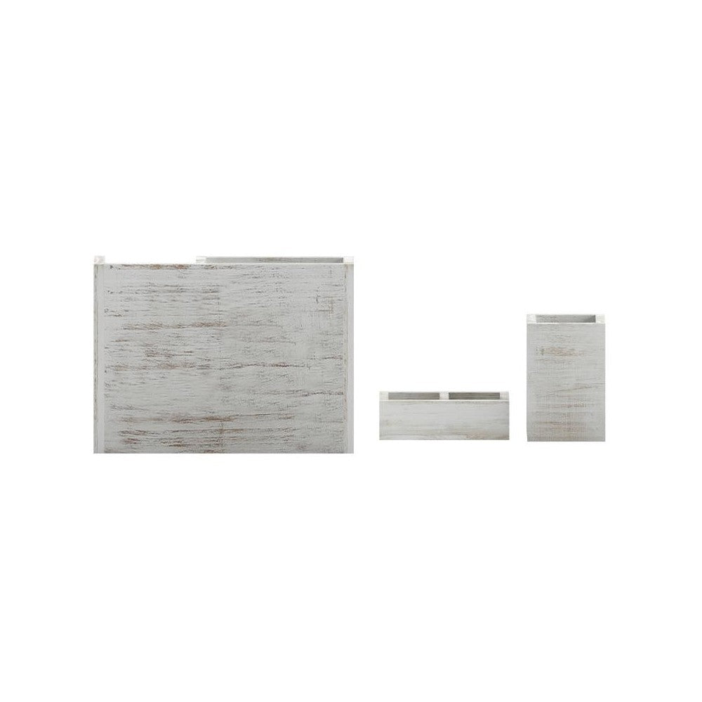 3PC Whitewashed Organizer Set