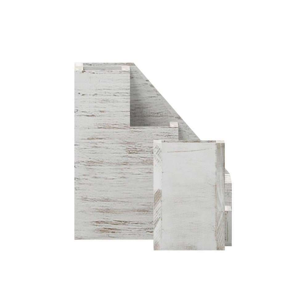 3PC Whitewashed Organizer Set