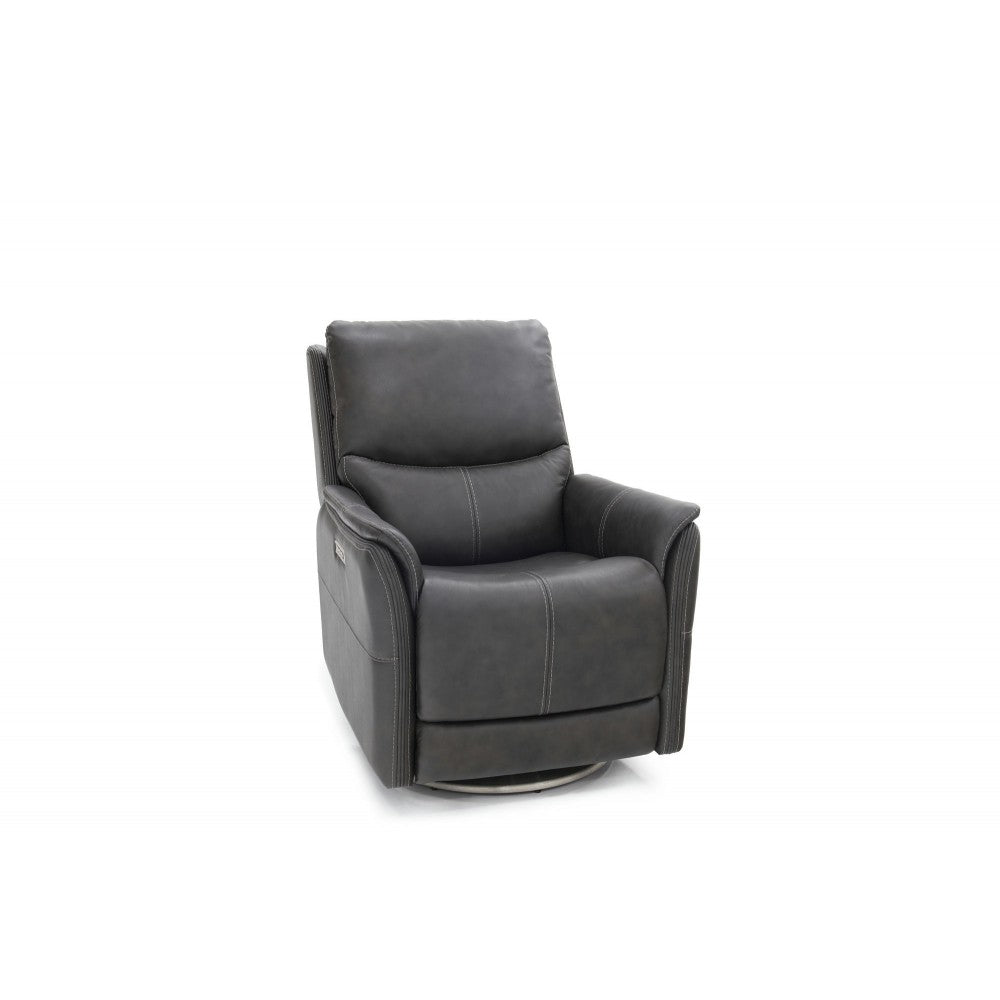 3PHL-1213 Salem Rainer Steel Swivel Recliner w/Power Recline, Head Rest & Lumbar
