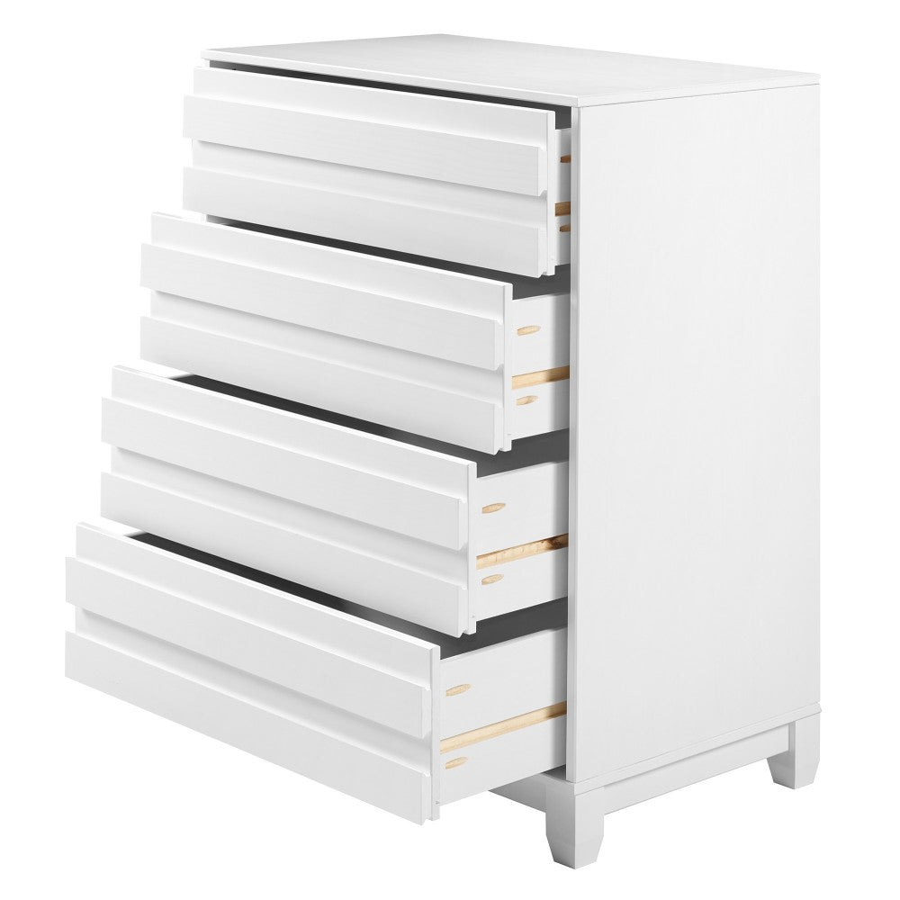 4-Drawer Solid Wood Contemporary Chest - White